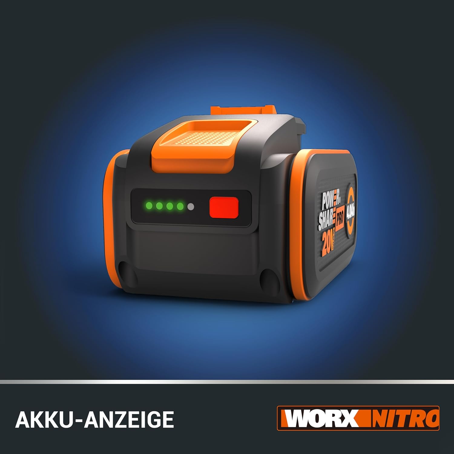 Thumbnail 2 de WORX WA3644 Original PowerShare Pro Akku 20V 4,0 Ah Li-Ion mit Heatshield-Technologie und LED-Anzeige