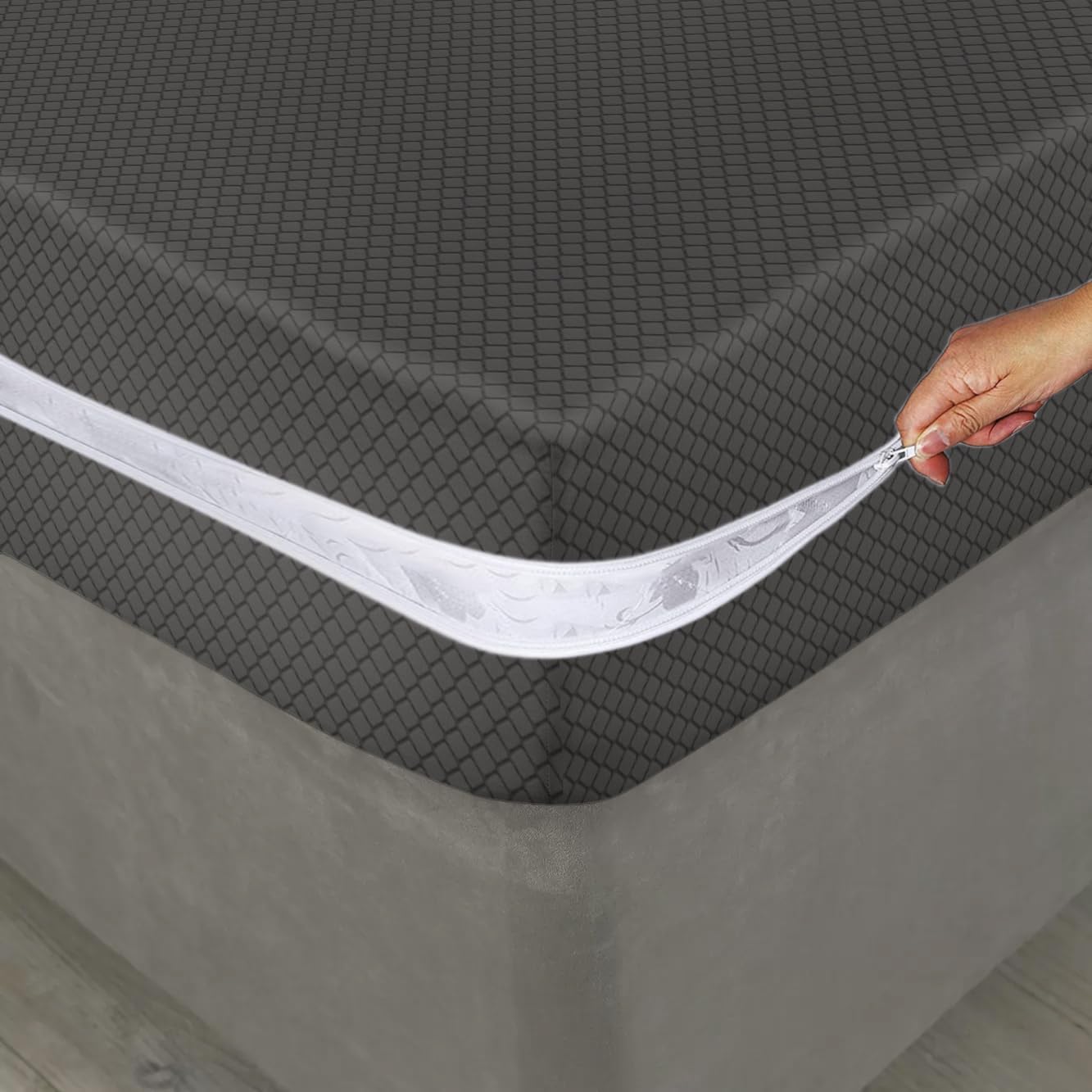 Thumbnail 5 de Mattress Zipped Cover Full Encasement: Anti Bed Bug, 30cm Deep, Hypoallergenic (Dark Grey, Double)