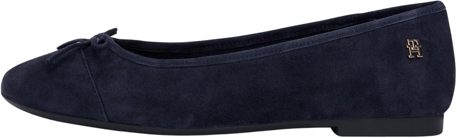 Detalle de Tommy Hilfiger Damen Suede Ballerina FW0FW09357 - Elegante Leder-Ballerinas