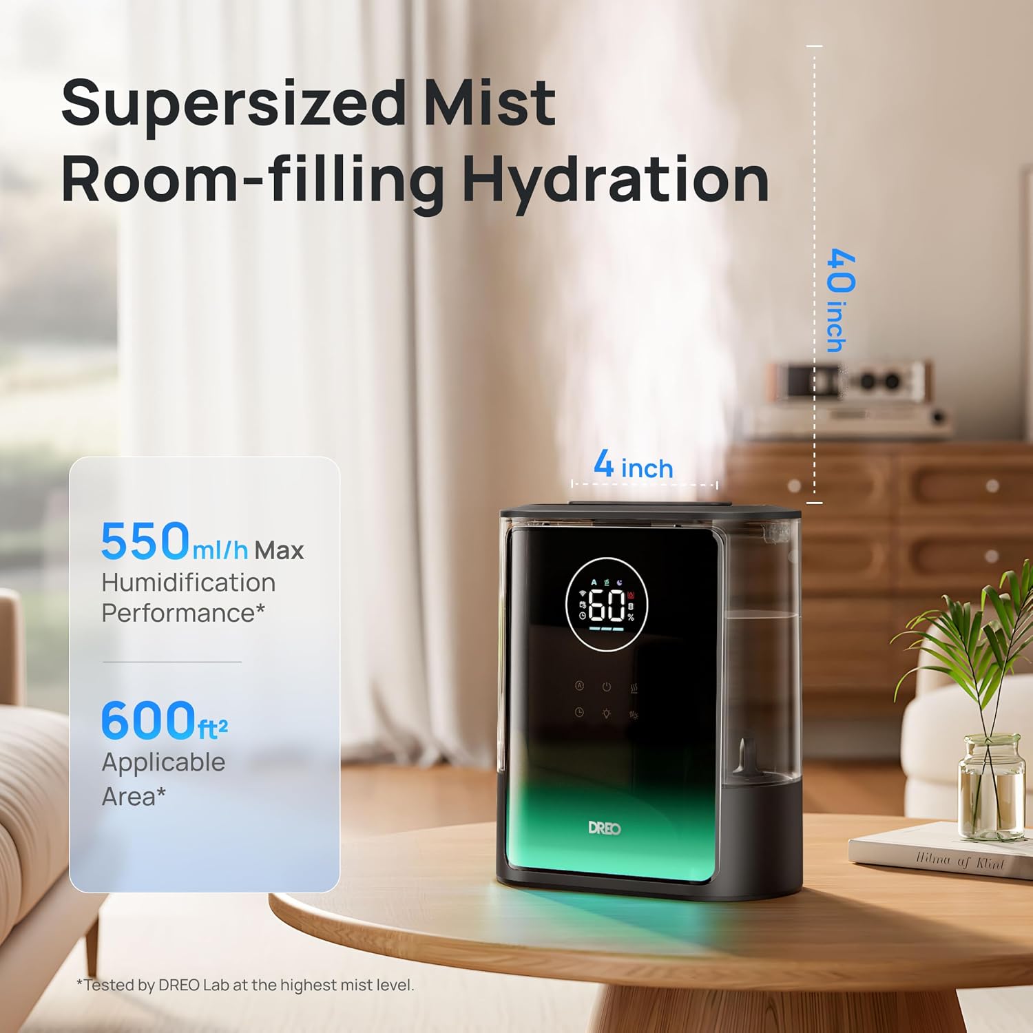 Detalle de DREO HM717S Smart Humidifier, 8 L, Warm and Cool Mist, App Control