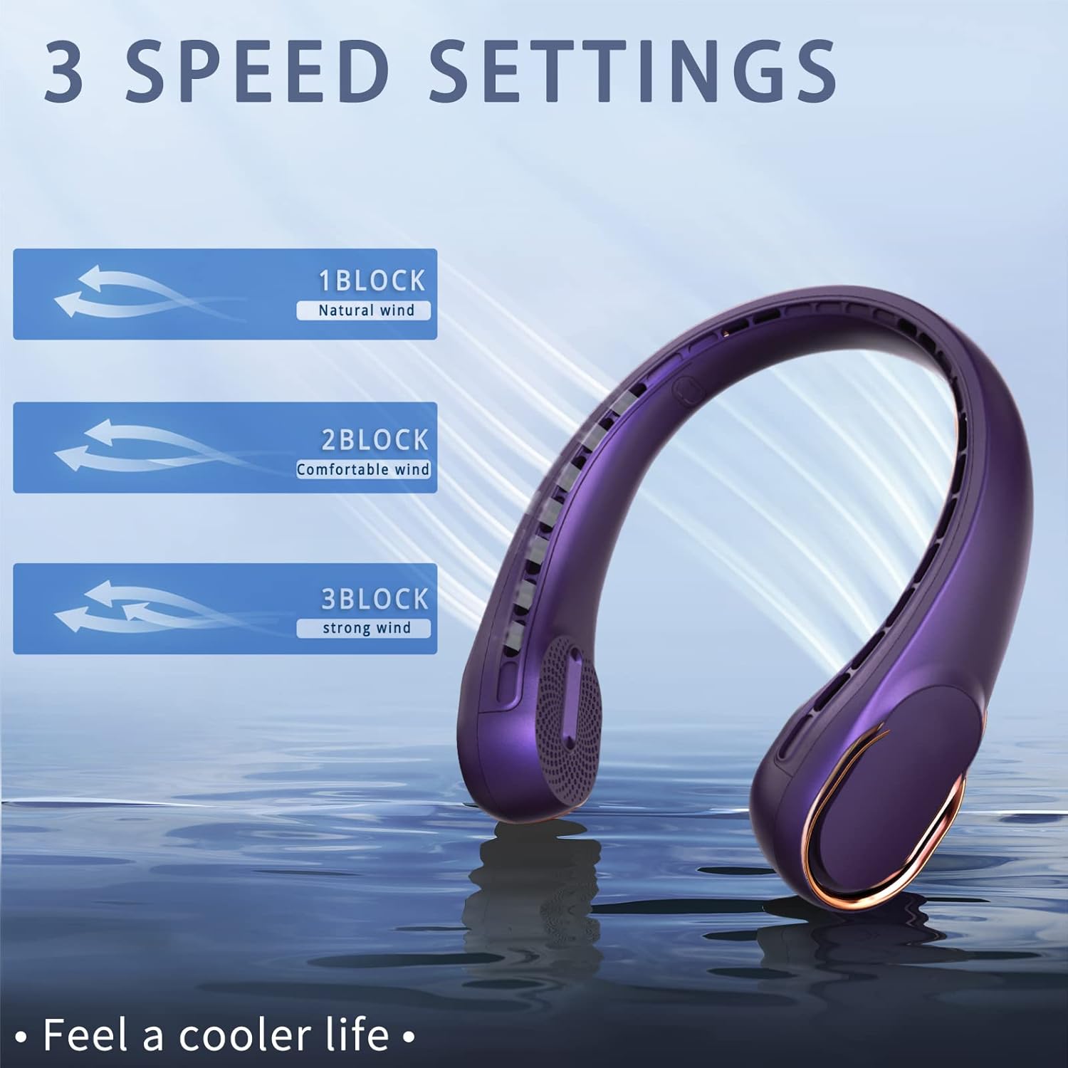 Thumbnail 3 de ASNUG Neck Fan: Bladeless, USB-Rechargeable Personal Fan with 4000mAh Battery