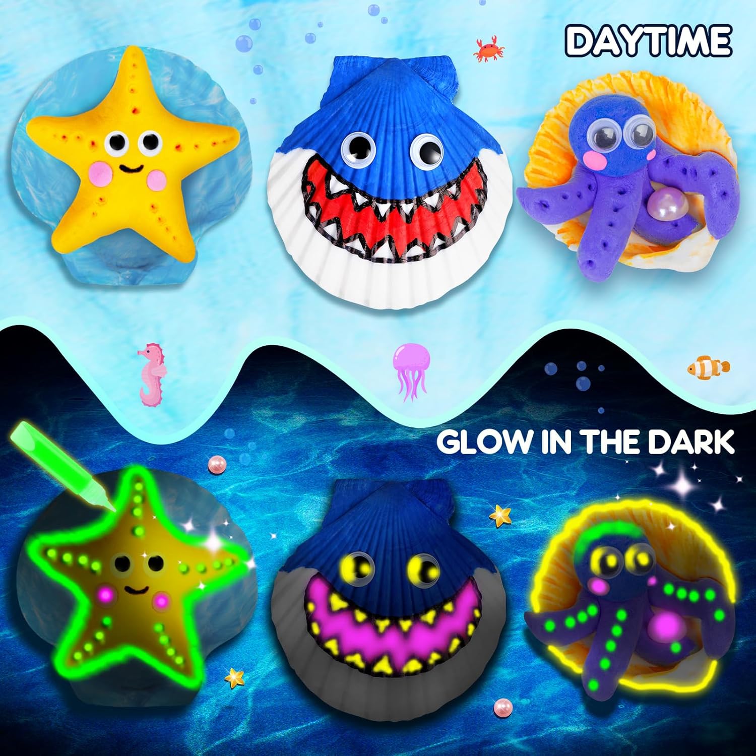 Detalle de EPUMP Glow in the Dark Shell Painting Kit for Kids (Ages 6–12)