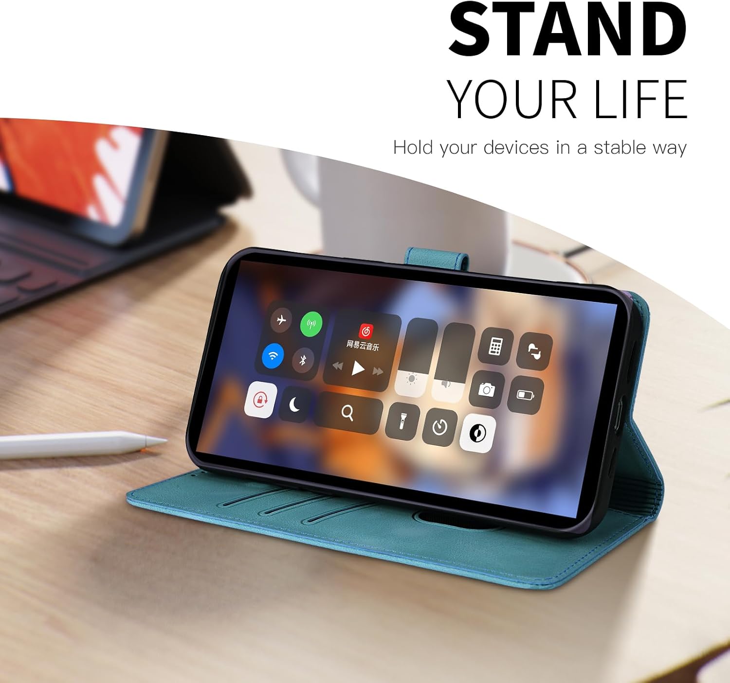 Detalle 2 de Rostsant Flip Case für Samsung Galaxy S24 FE 5G – Blau, Brieftasche mit Magnetverschluss