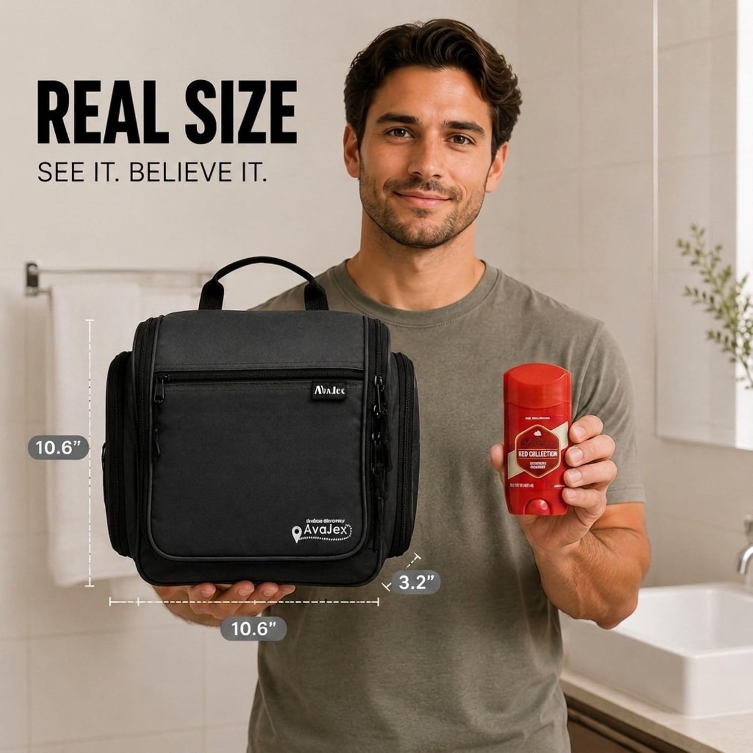 Thumbnail 4 de Men & Women Travel Toiletry Bag with 19 Compartments (10.6”x10.6”x3.2”) Waterproof Lining and Metal Swivel Hook