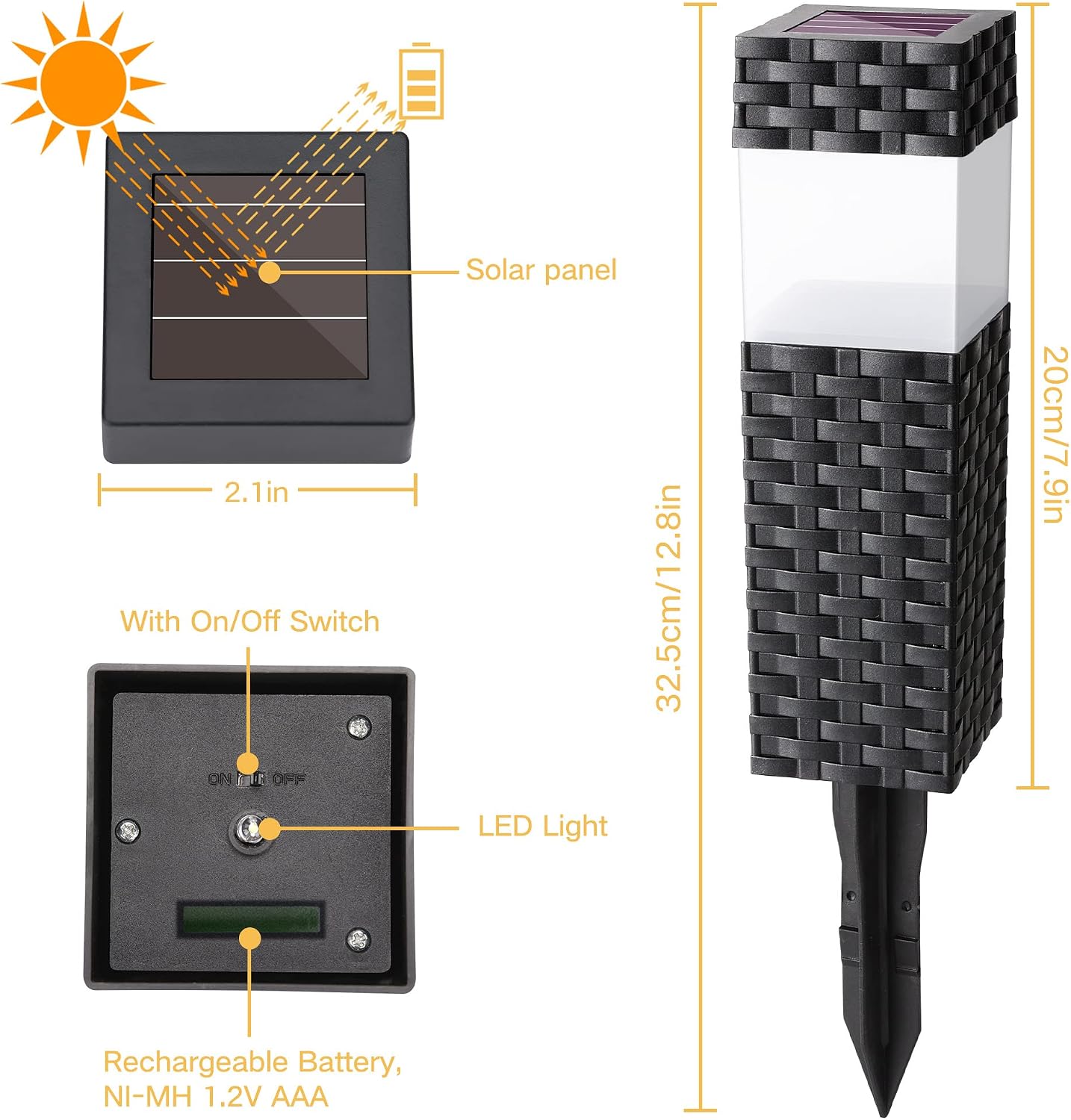 Detalle 2 de Joomer Luces Solares LED Exterior Jardín — Pack 8, IP65, Luz Solar para Caminos y Terraza