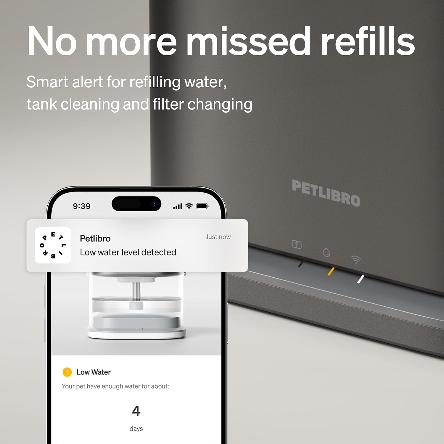 Detalle de PETLIBRO Dockstream 2 Smart Cat Water Fountain – Real-Time Hydration Tracking