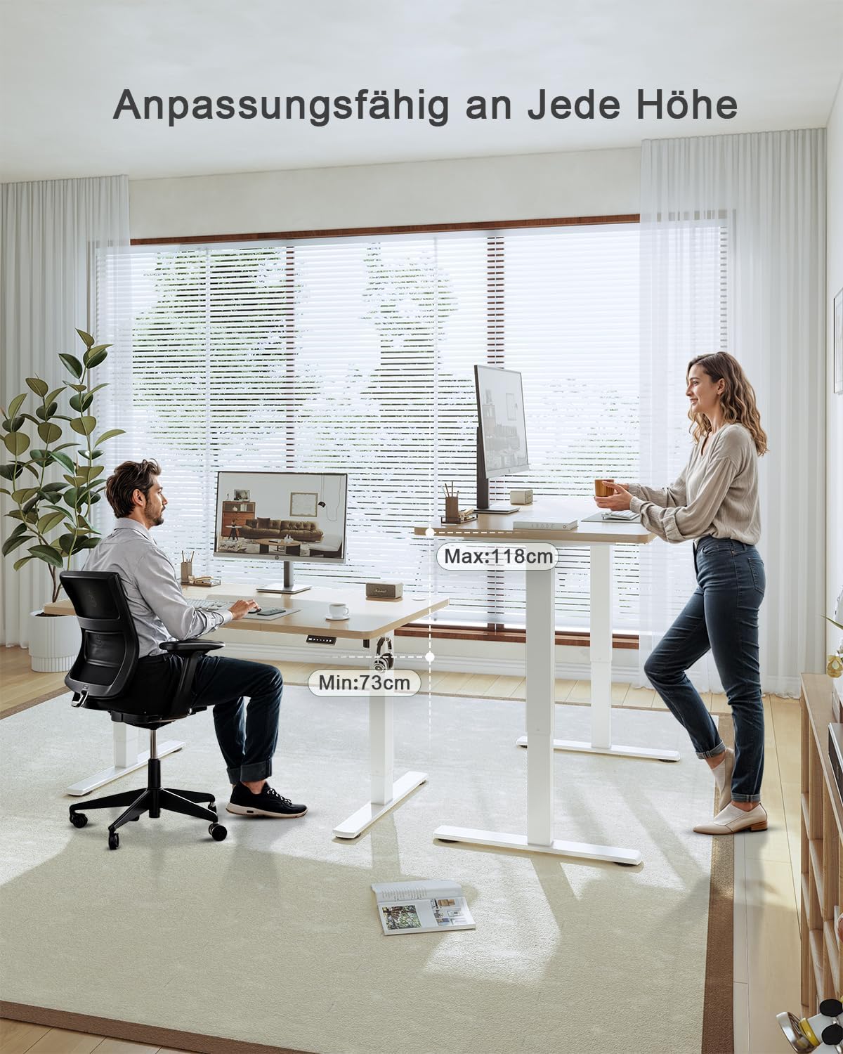 Thumbnail 5 de JUMMICO Höhenverstellbarer Schreibtisch 100×60 cm