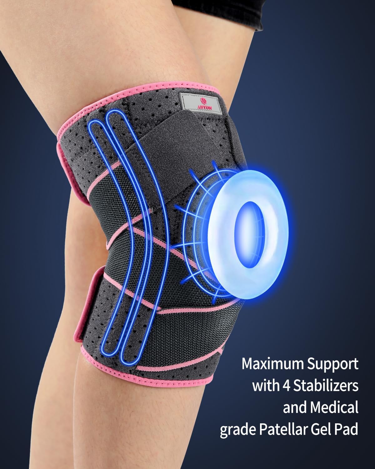 Detalle de ABYON ML-UK-BDHX Adjustable Knee Brace with Side Stabilizers