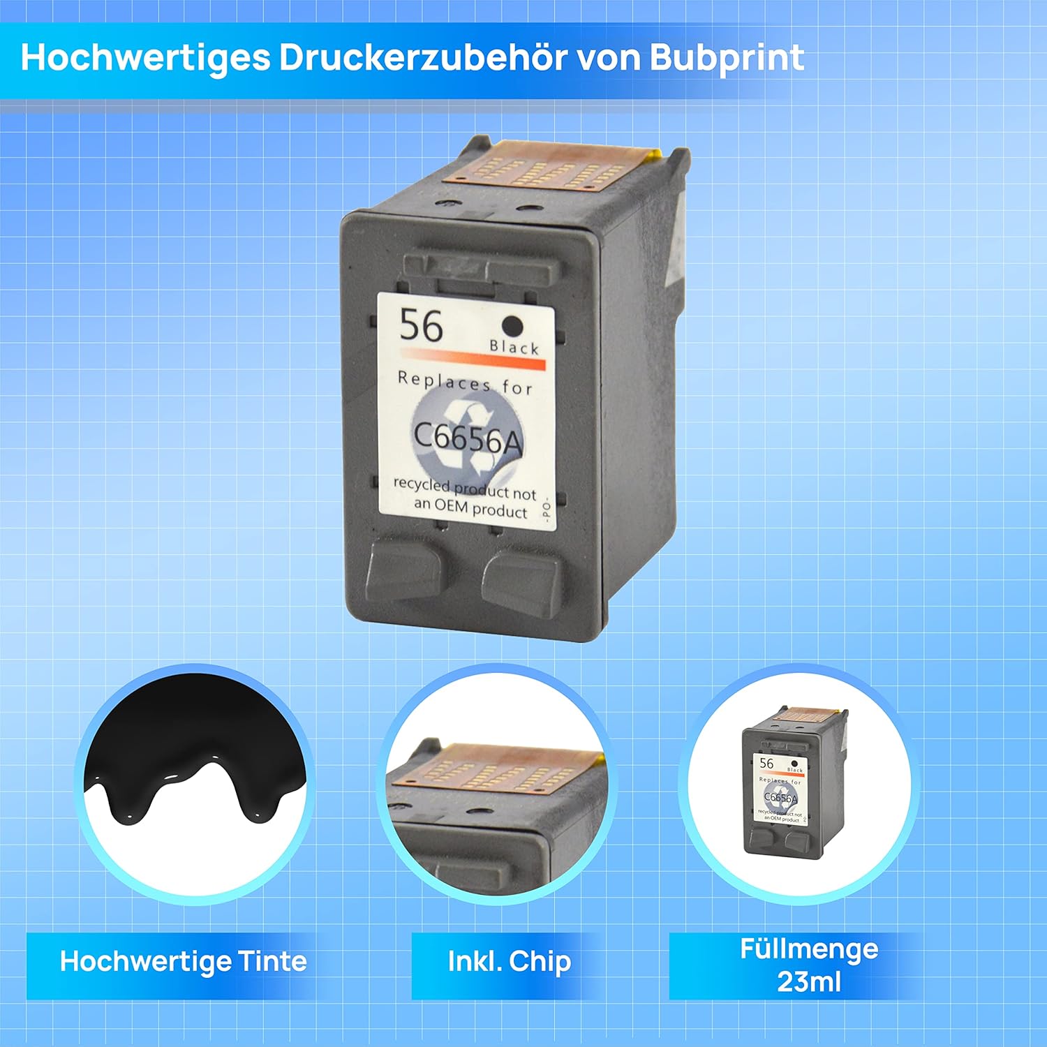 Detalle 2 de Bubprint Cartucho de tinta compatible HP 56 para DeskJet y OfficeJet 🖨