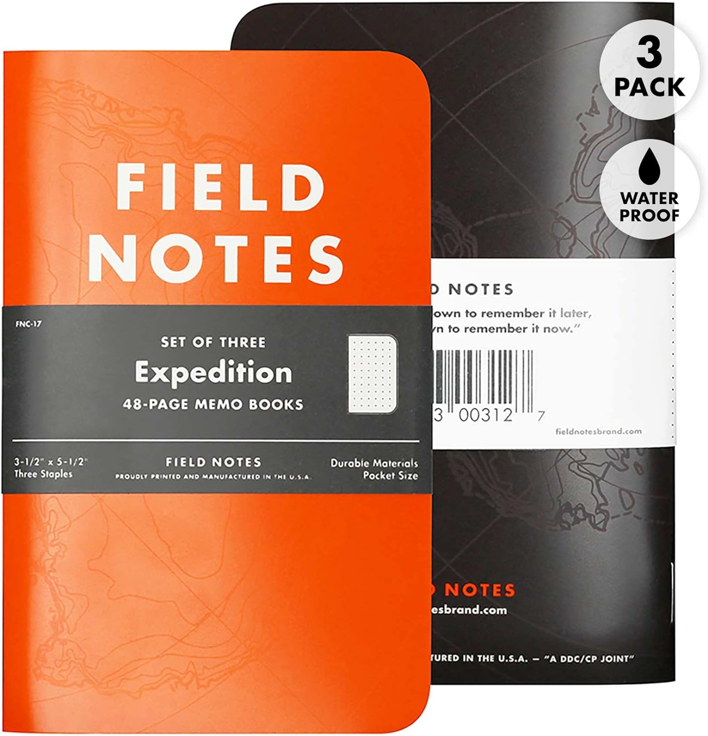 Detalle de Field Notes Expedition FNC-17 waterdicht notitieboek, 3-pack met stippelraster