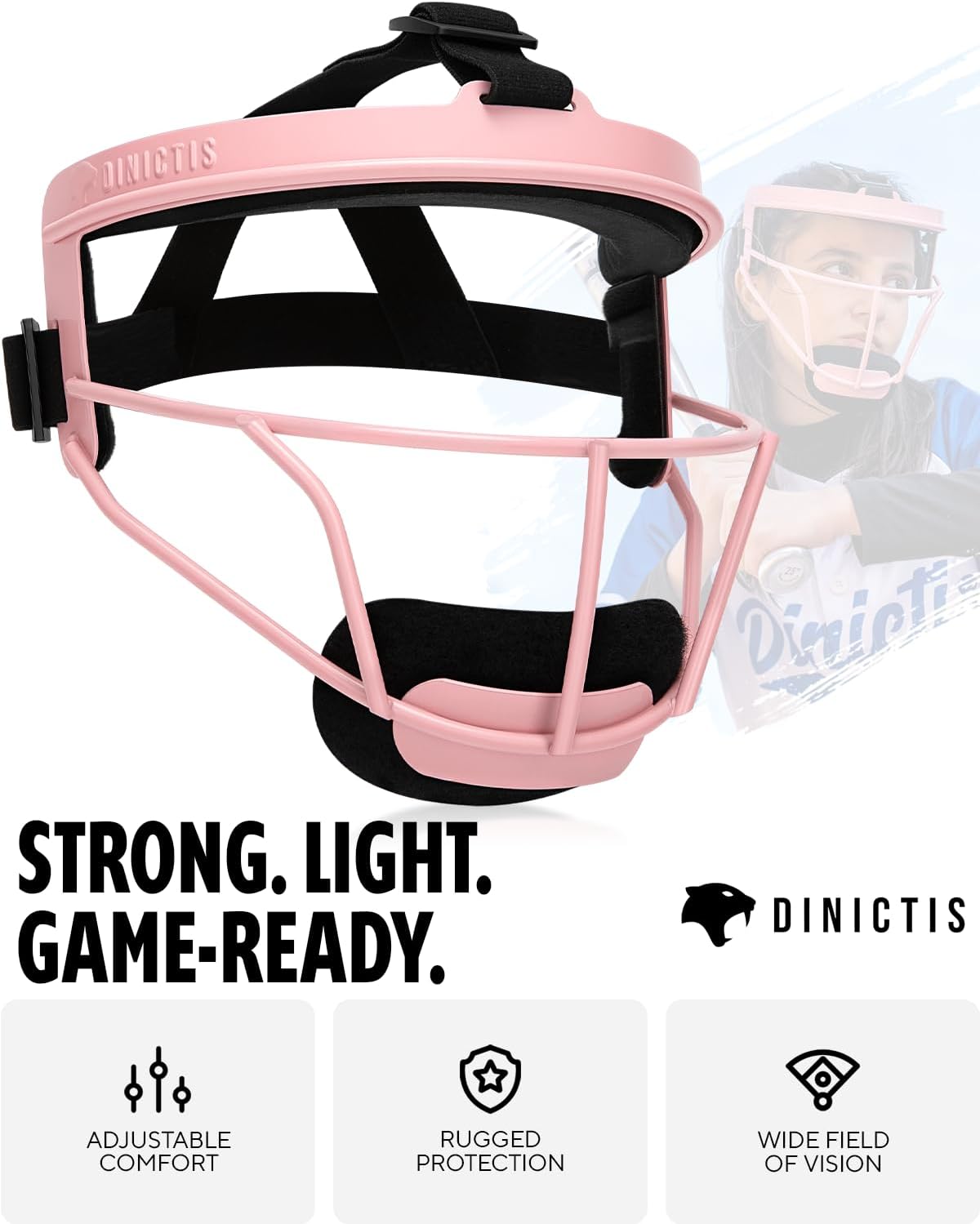 Detalle de Dinictis Softball Face Mask (Lightweight, Wide Field Vision) Protective Fielder’s Mask