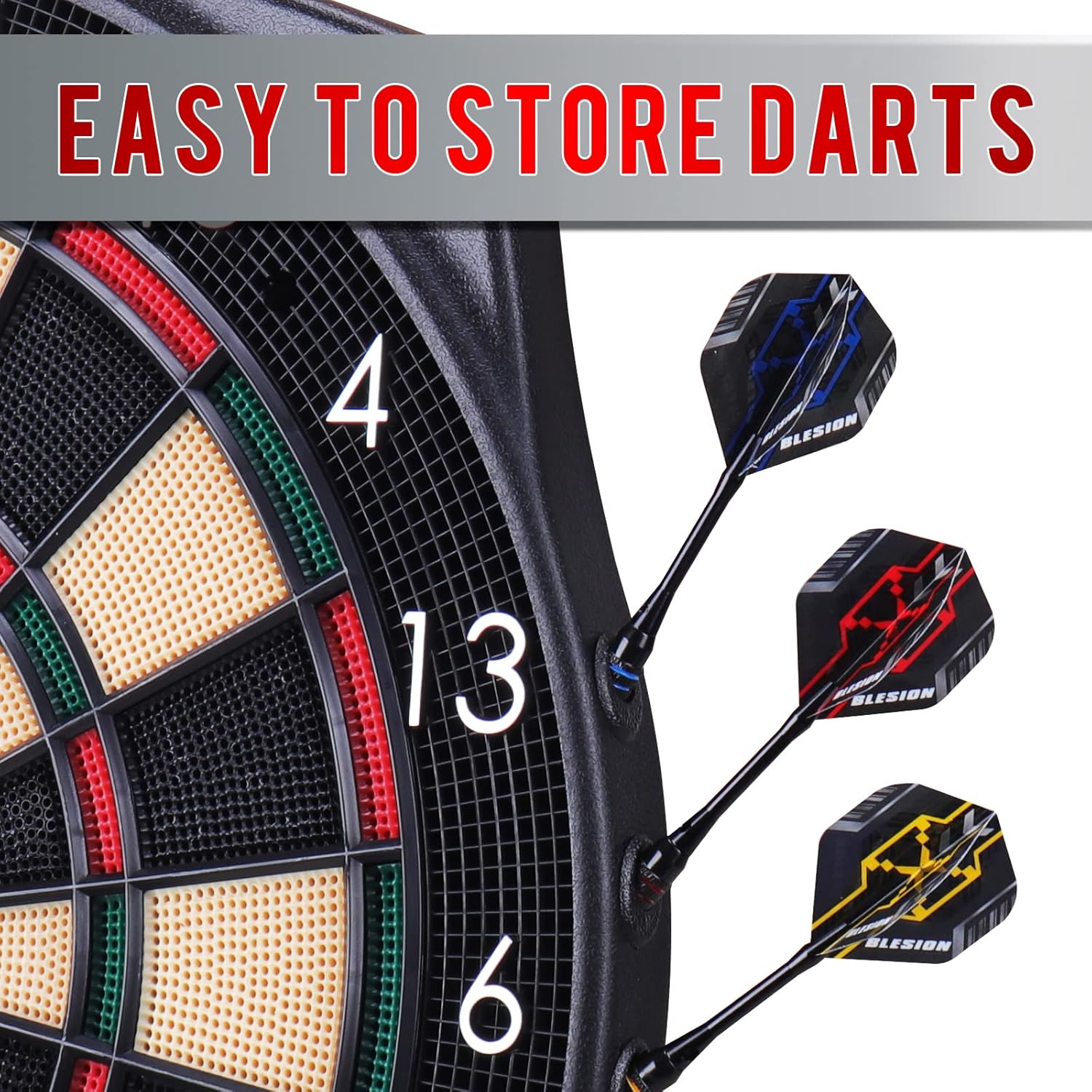 Thumbnail 4 de Elektronische Dartscheibe mit LED-Display, 12 Pfeilen und 27 Spielen – Elektronische Dartboard für bis zu 16 Spieler