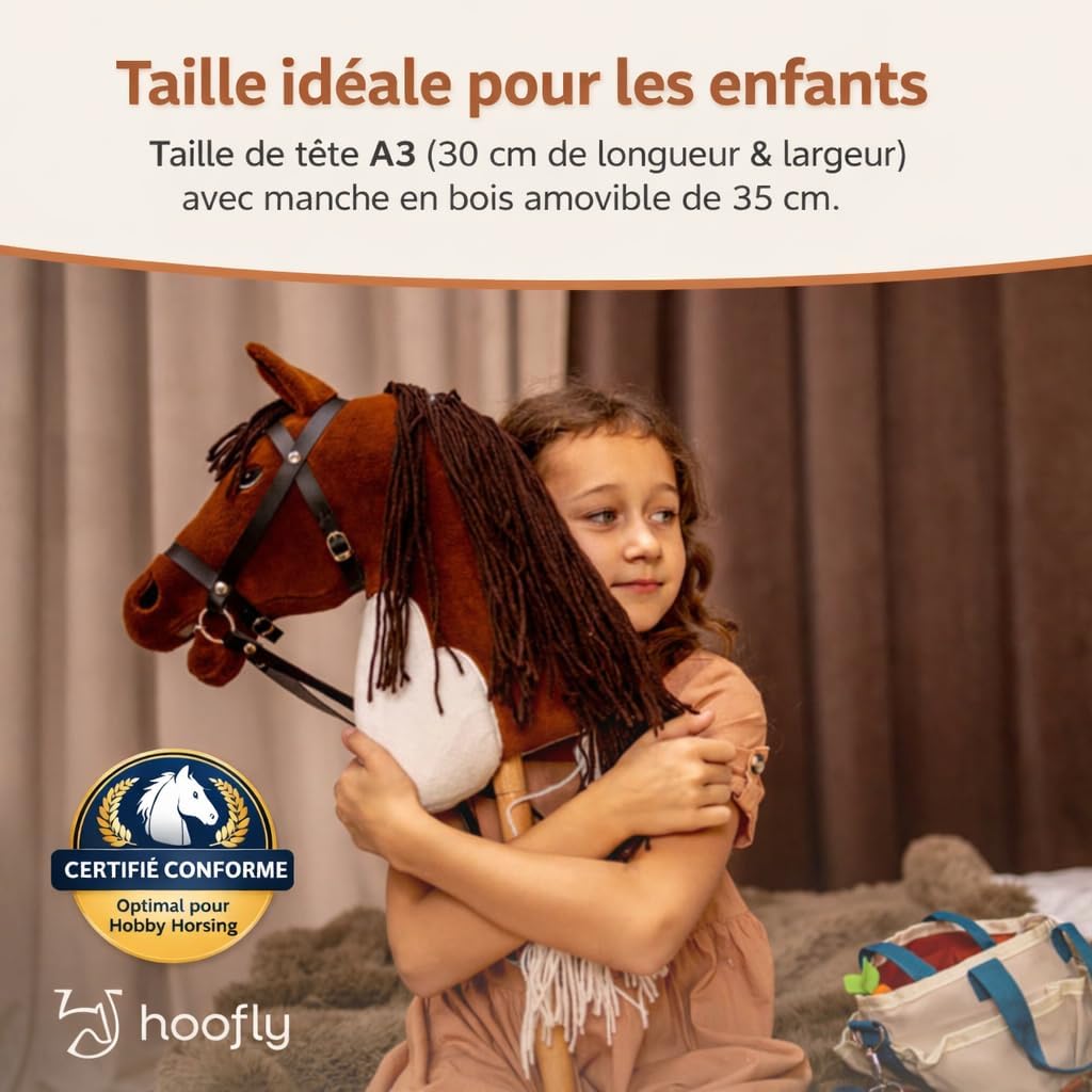 Detalle 2 de Hoofly Hoof-05-BR Hobby Horse, bruin stokpaard met afneembare stok