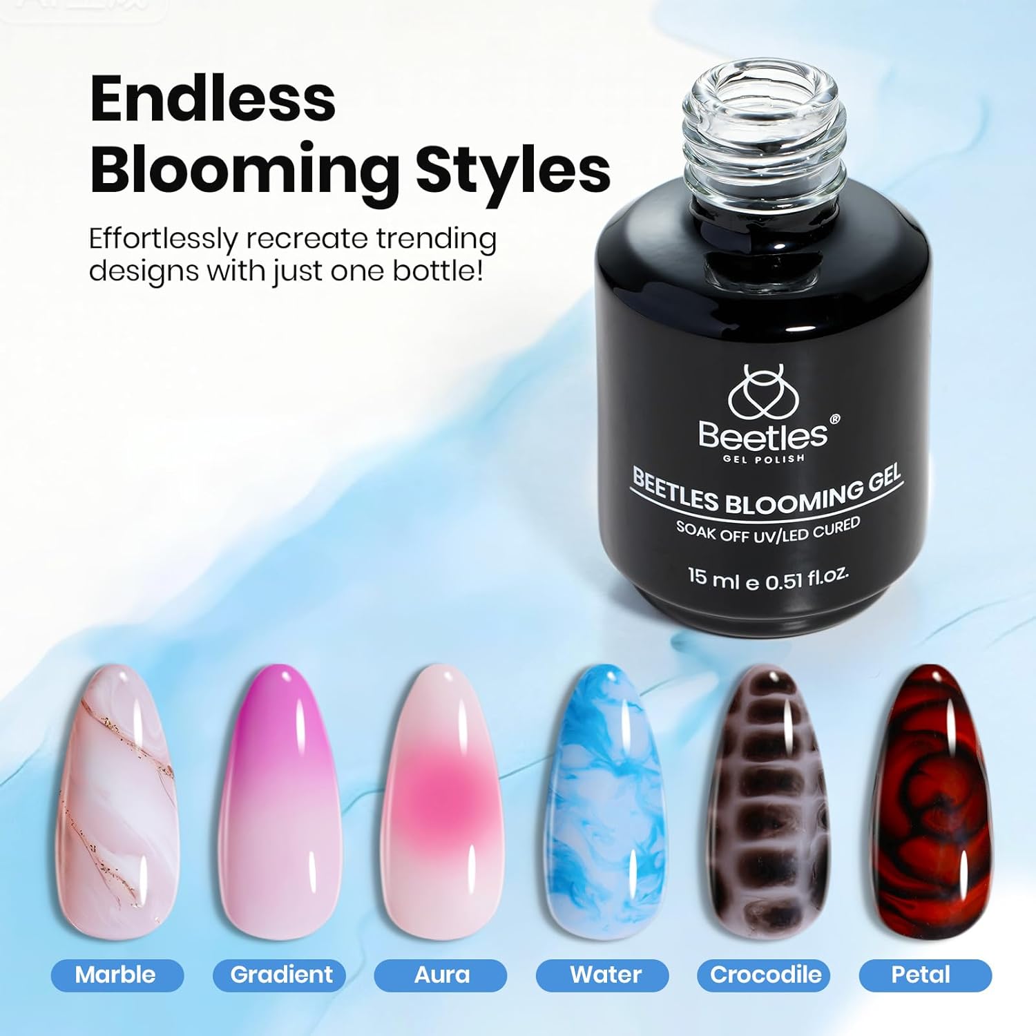 Thumbnail 3 de Beetles Blooming Gel 15ml nail polish for marble effect 💅