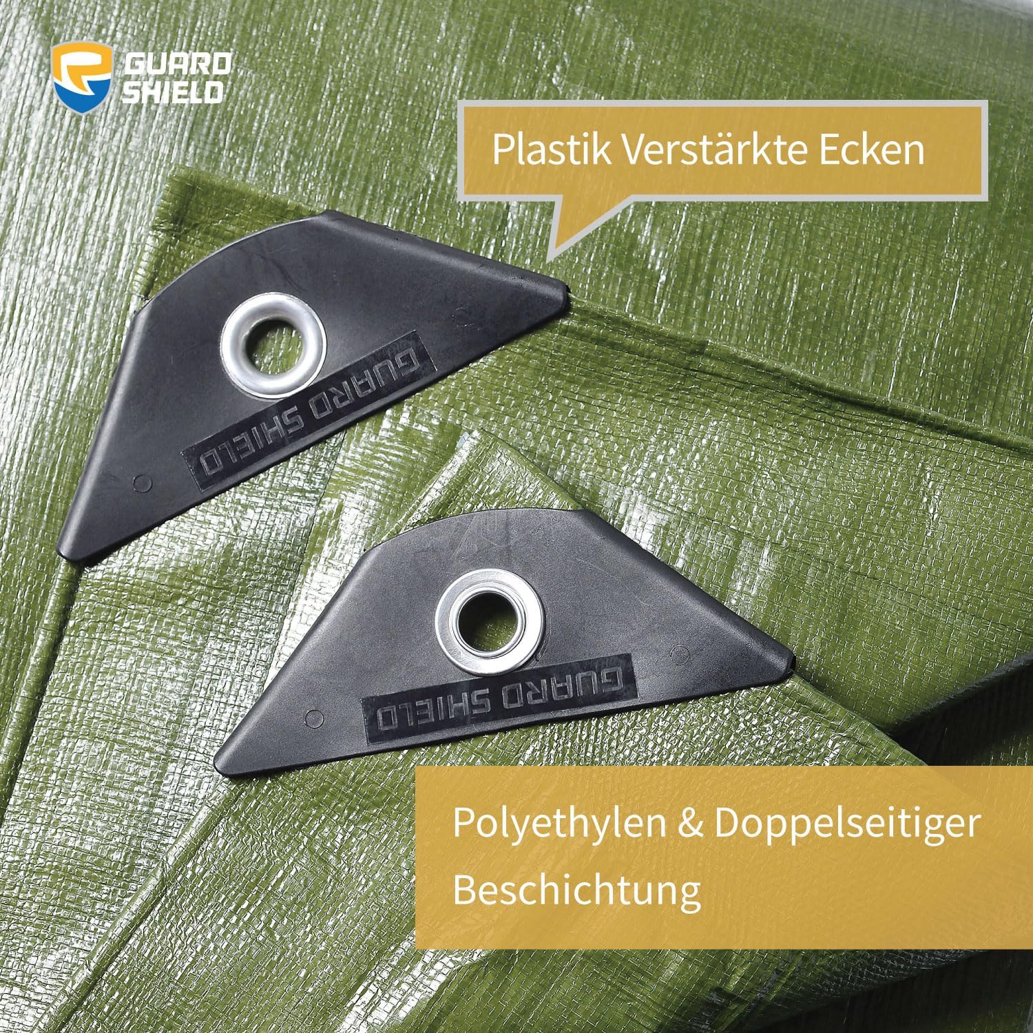 Detalle 2 de GUARD SHIELD Abdeckplane 4 m x 6 m Grün – wasserdicht, reißfest und wiederverwendbar