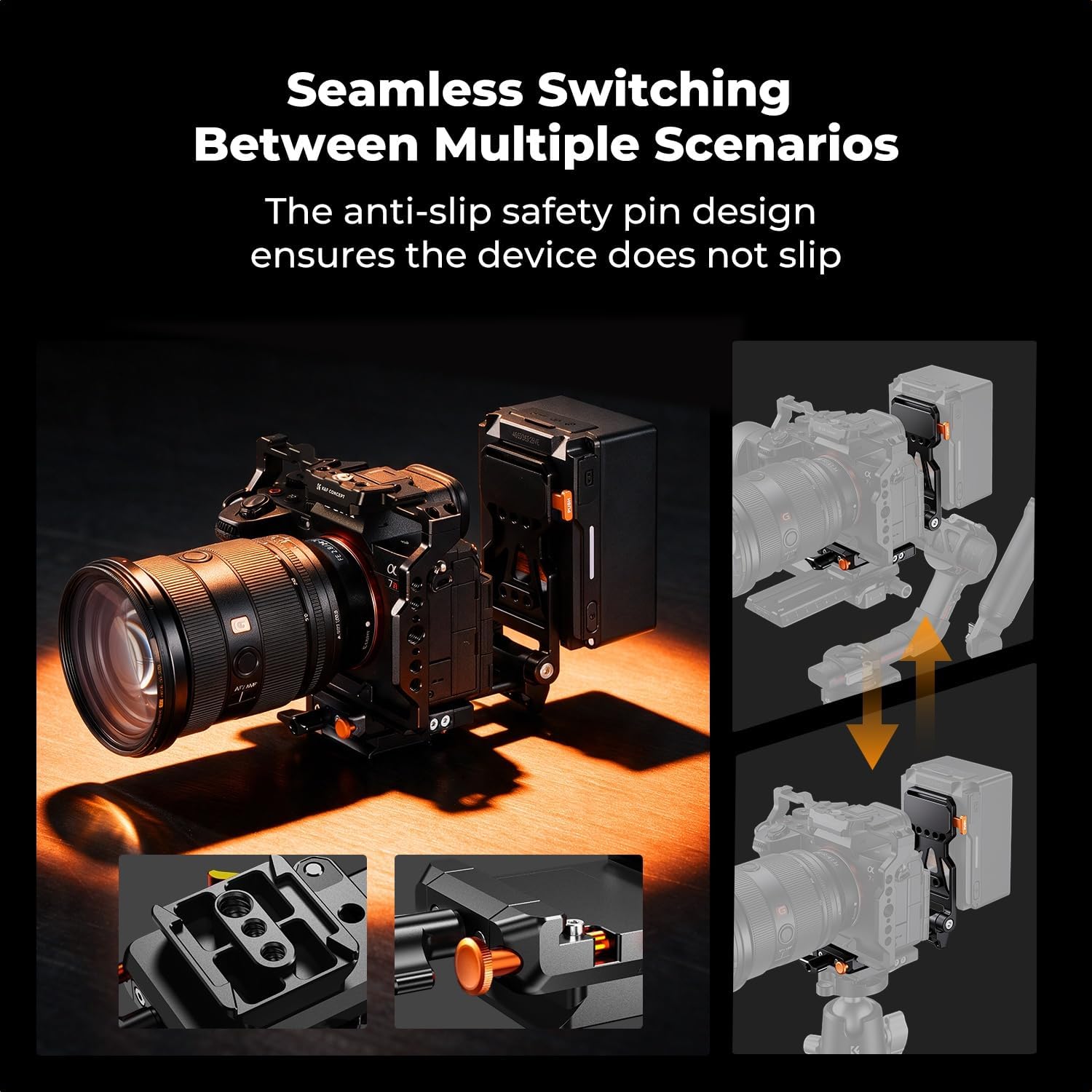 Detalle 1 de K&F Concept V-Mount Battery Plate with Arca-Type Clamp