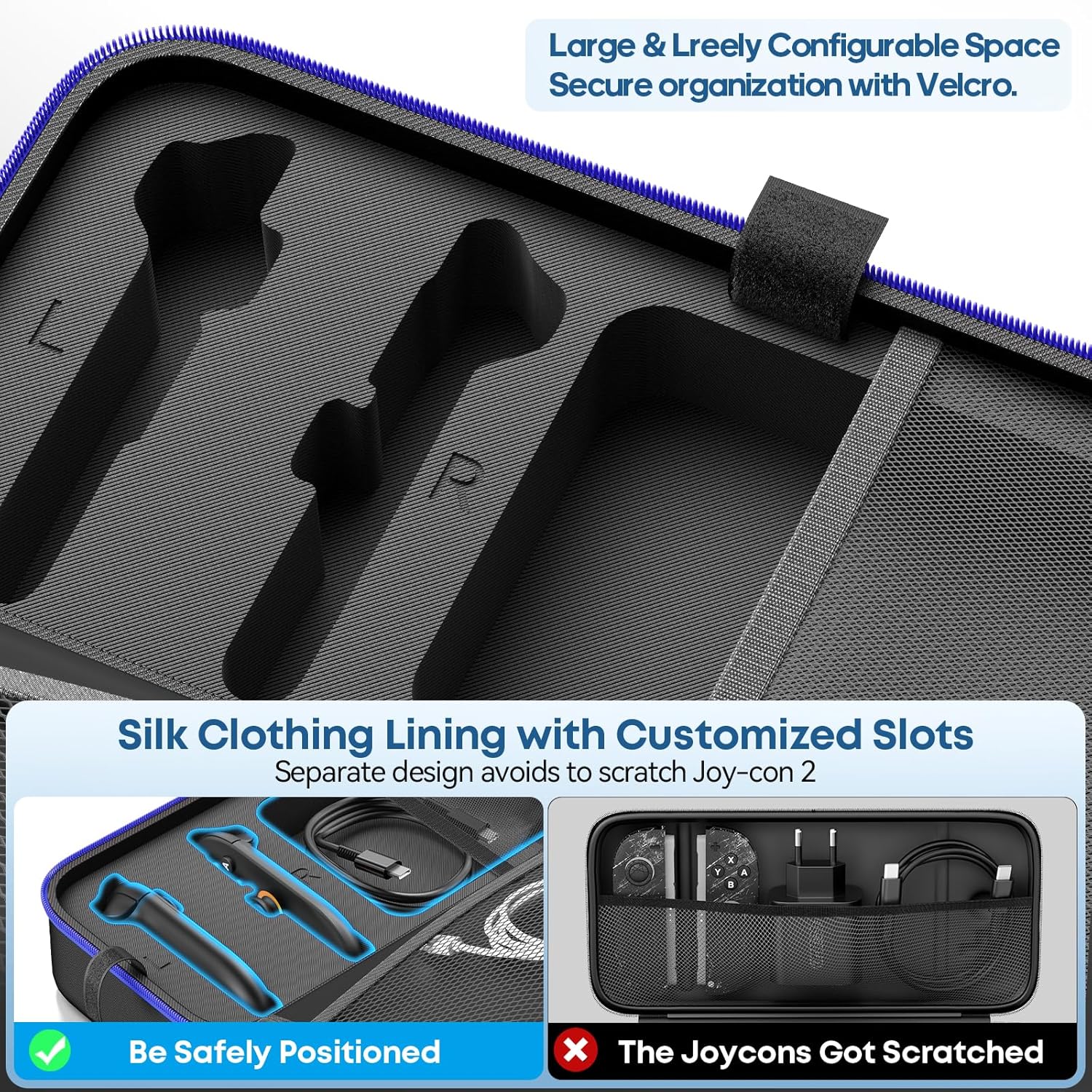 Detalle de OIVO Switch Tasche – Harte Schutzhülle für Nintendo Switch/OLED/2 Modell mit Platz für 26 Spiele und Zubehör