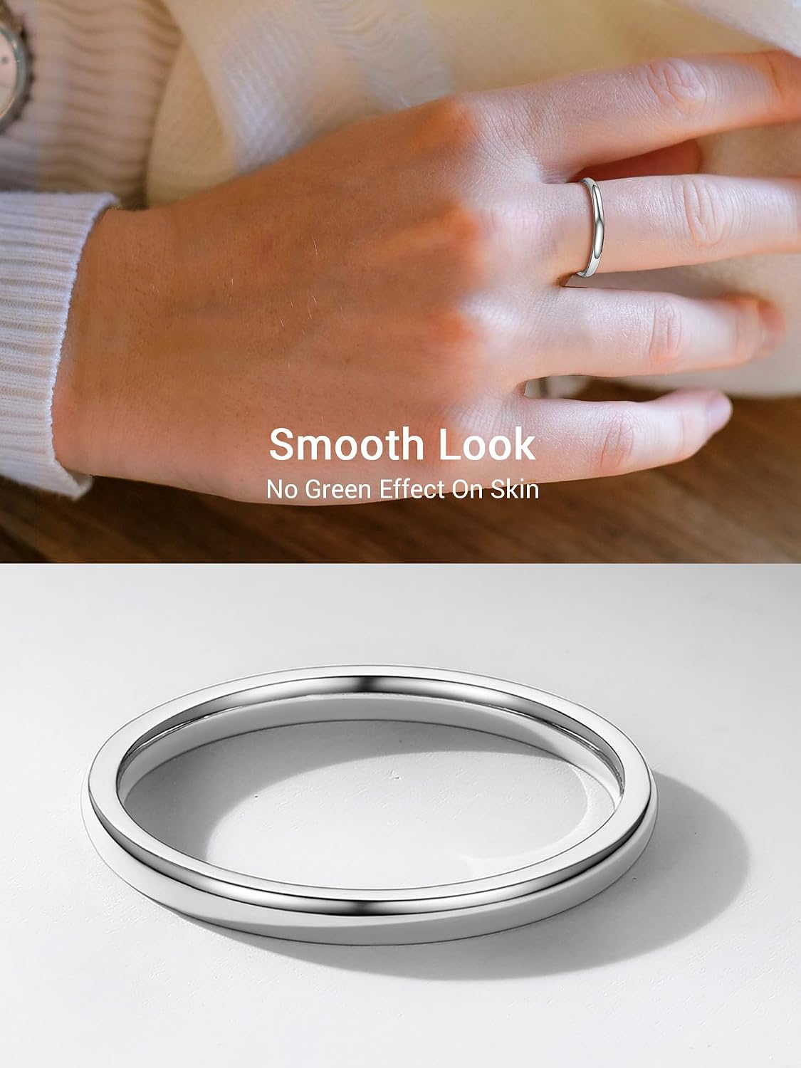 Detalle de PROSTEEL Bague simple en acier inoxydable 316L plaqué or pour homme/femme (anneau lisse, largeur 2–8 mm)