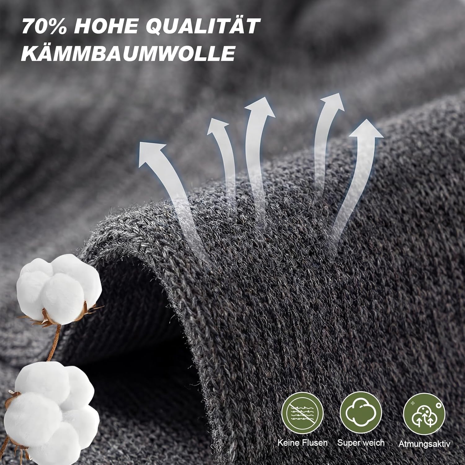 Thumbnail 3 de Quoboquo Chaussettes de sport courtes respirantes en coton pour homme (confort et maintien, antidérapantes)