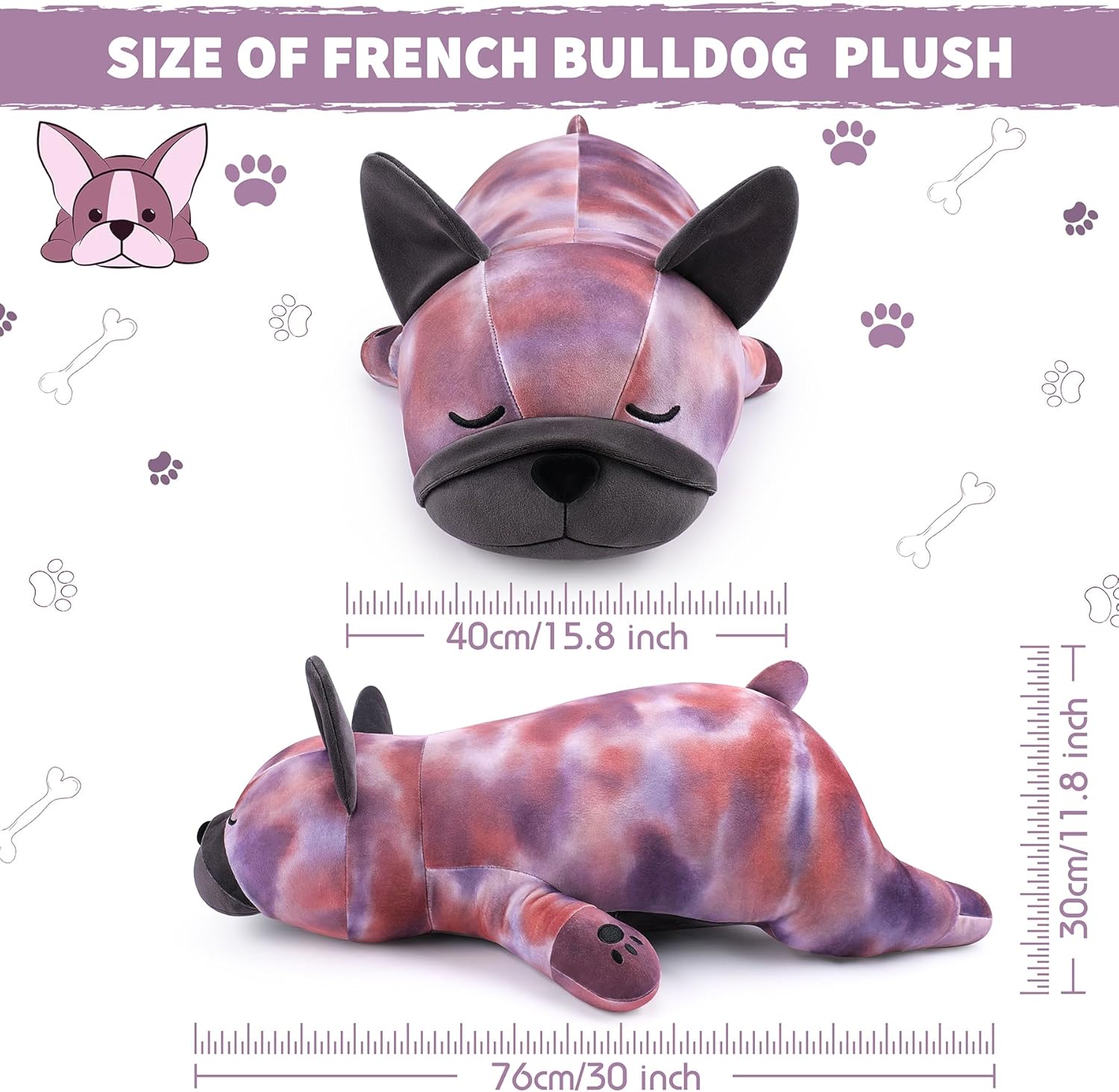 Detalle de 30 inch Large French Bulldog Plush Pillow – Soft, Realistic Hug‑worthy Companion