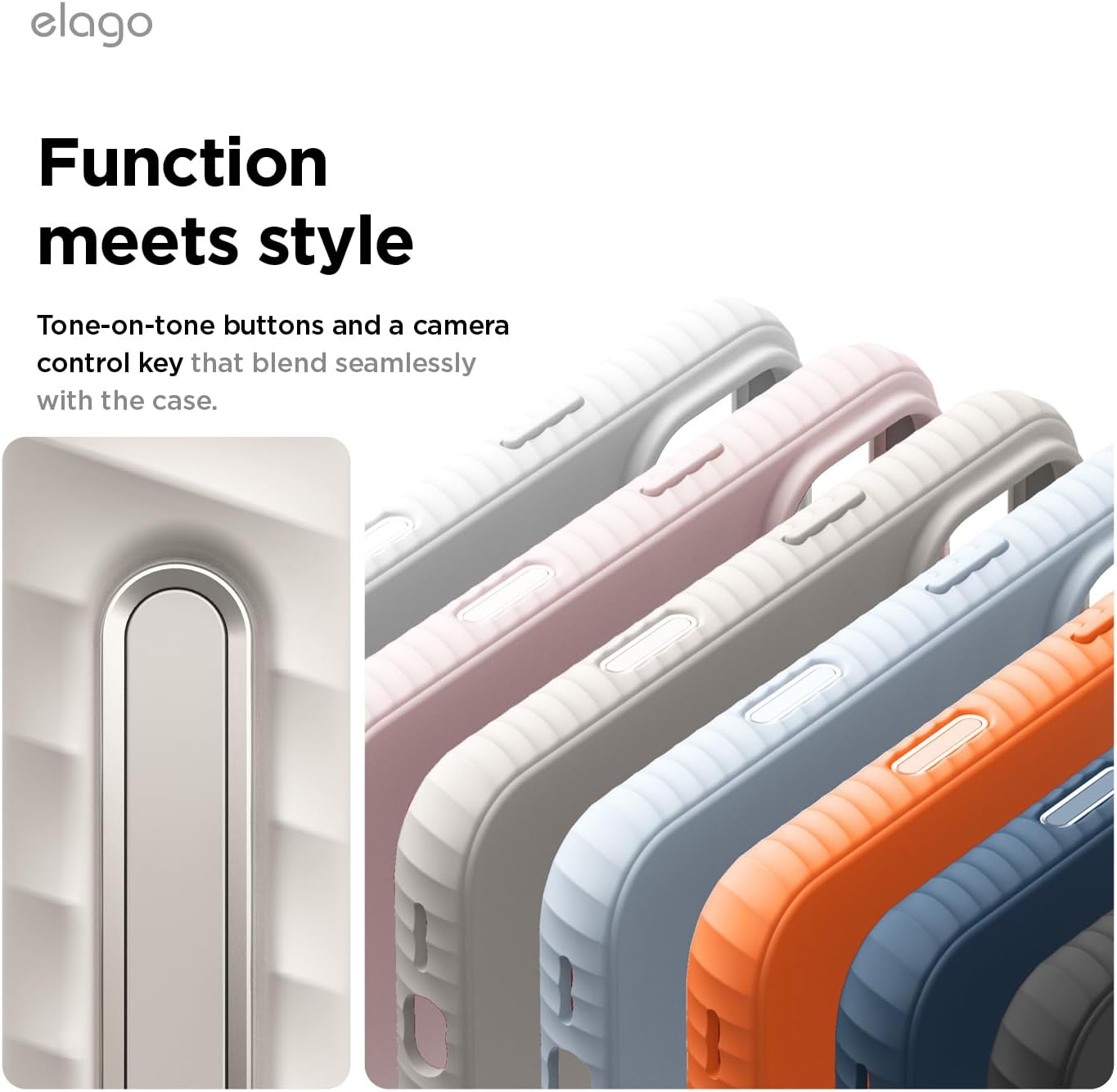 Detalle 1 de elago ES17MSRG63PRO-ST Magnetic Ridge Silicone Case for iPhone 17/18 Pro, Stone