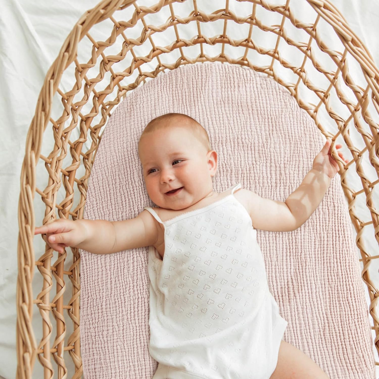 Thumbnail 4 de Bearmoss Muslin Moses Basket Sheets 2 Pack (100% Cotton) for Next to Me Style Bassinet Mattresses