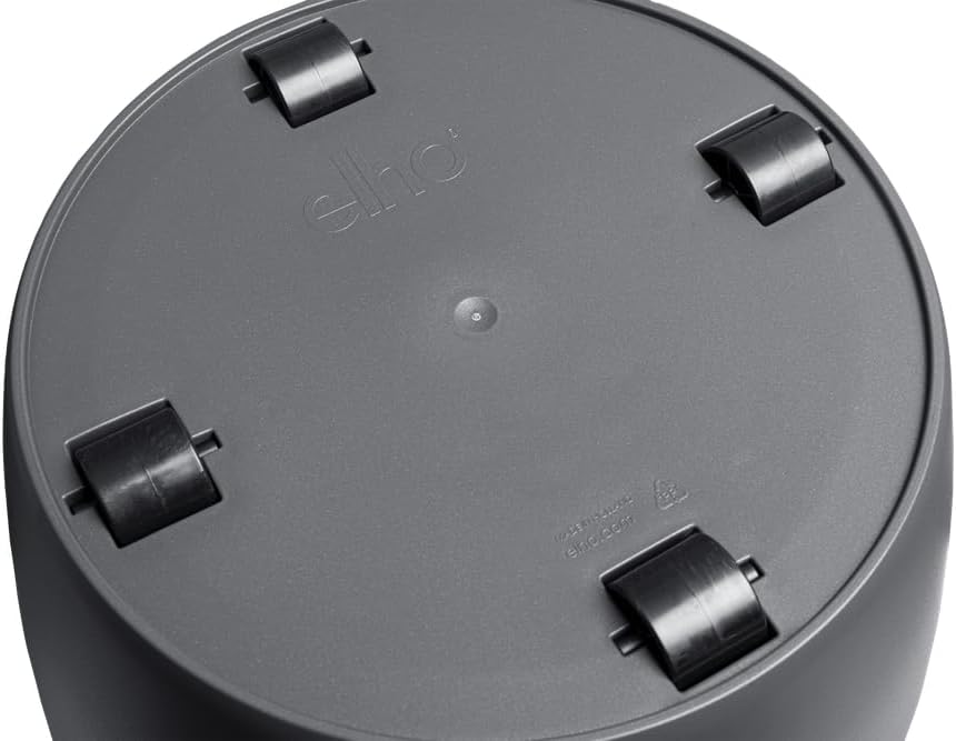 Detalle de Elho Brussels Round Wheels 35cm Vaso per Piante – Anthracite, 35 x 33 cm, plastica riciclata al 100%