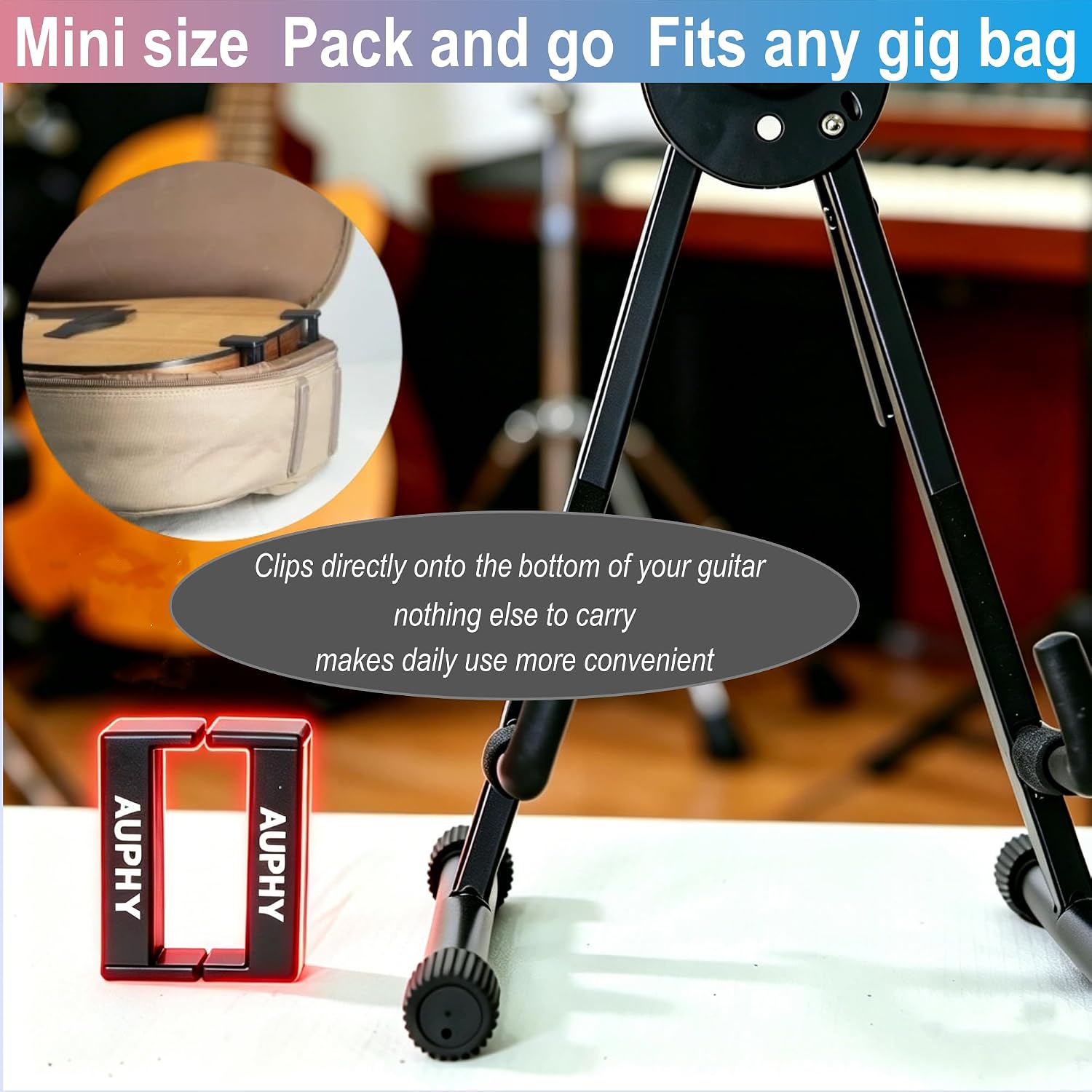 Thumbnail 4 de AUPHY SGS22 Portable Clip-On Guitar Stand for Acoustic, Classical & Folk Guitars
