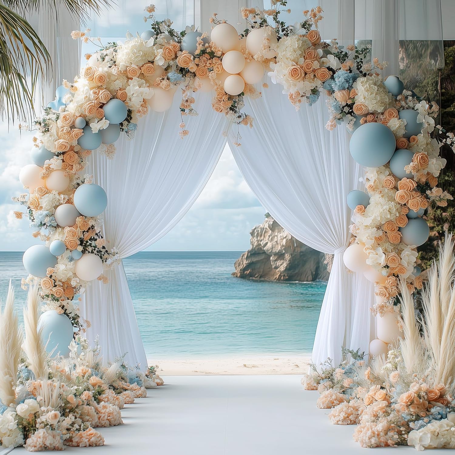 Thumbnail 6 de Wokceer White 10x10ft Backdrop Curtain (2 Panels, 5x10ft Each) for Parties and Photoshoots