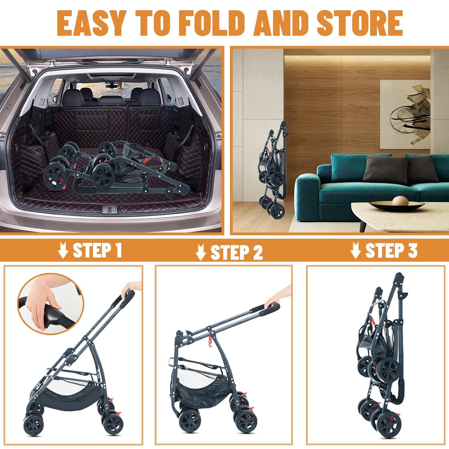 Thumbnail 4 de ZHUOKECE 3-in-1 Dog Stroller 55lbs 🚶♀