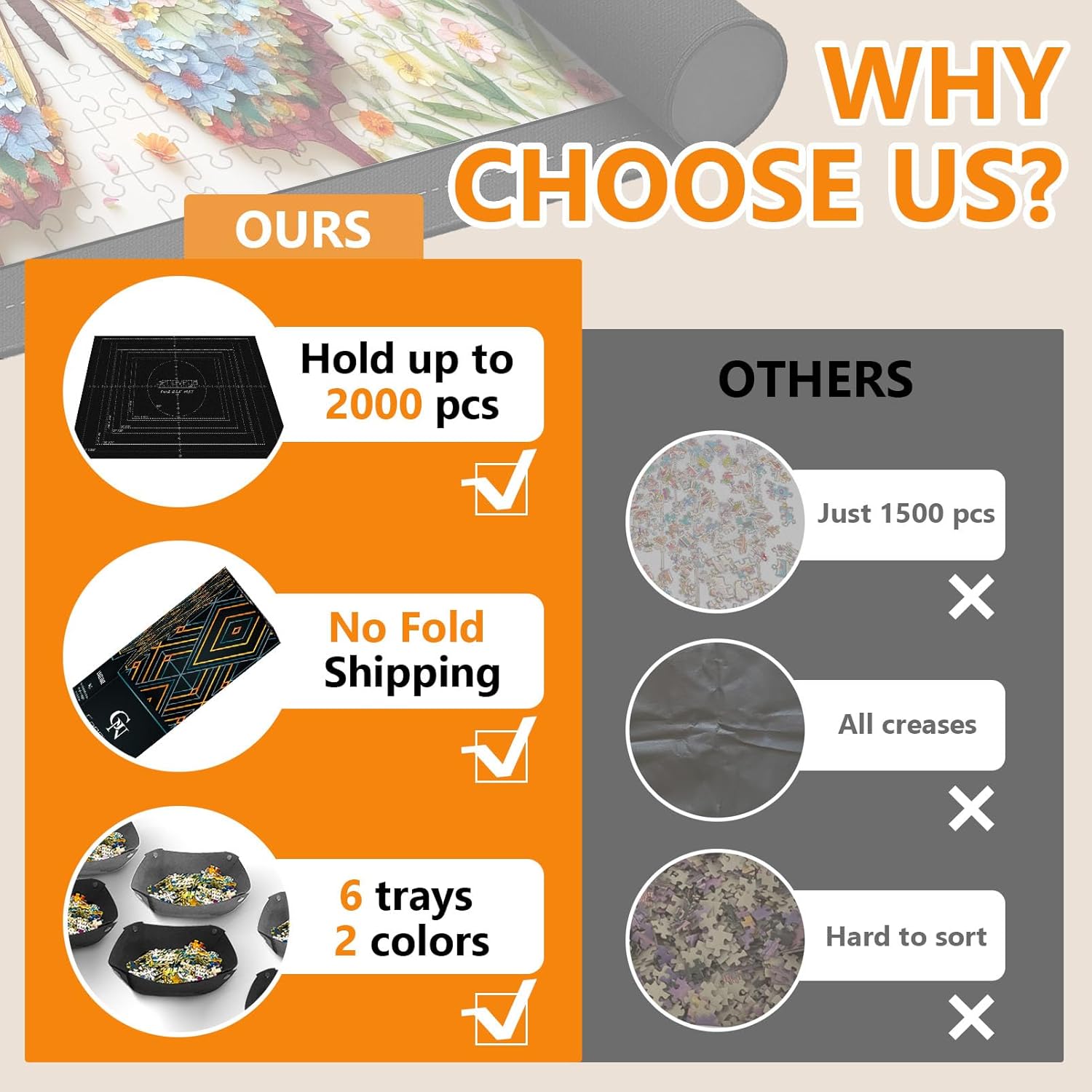 Detalle de Jigsaw Puzzle Mat Roll Up (45" x 29.5") with Storage System for Up to 2000 Pieces