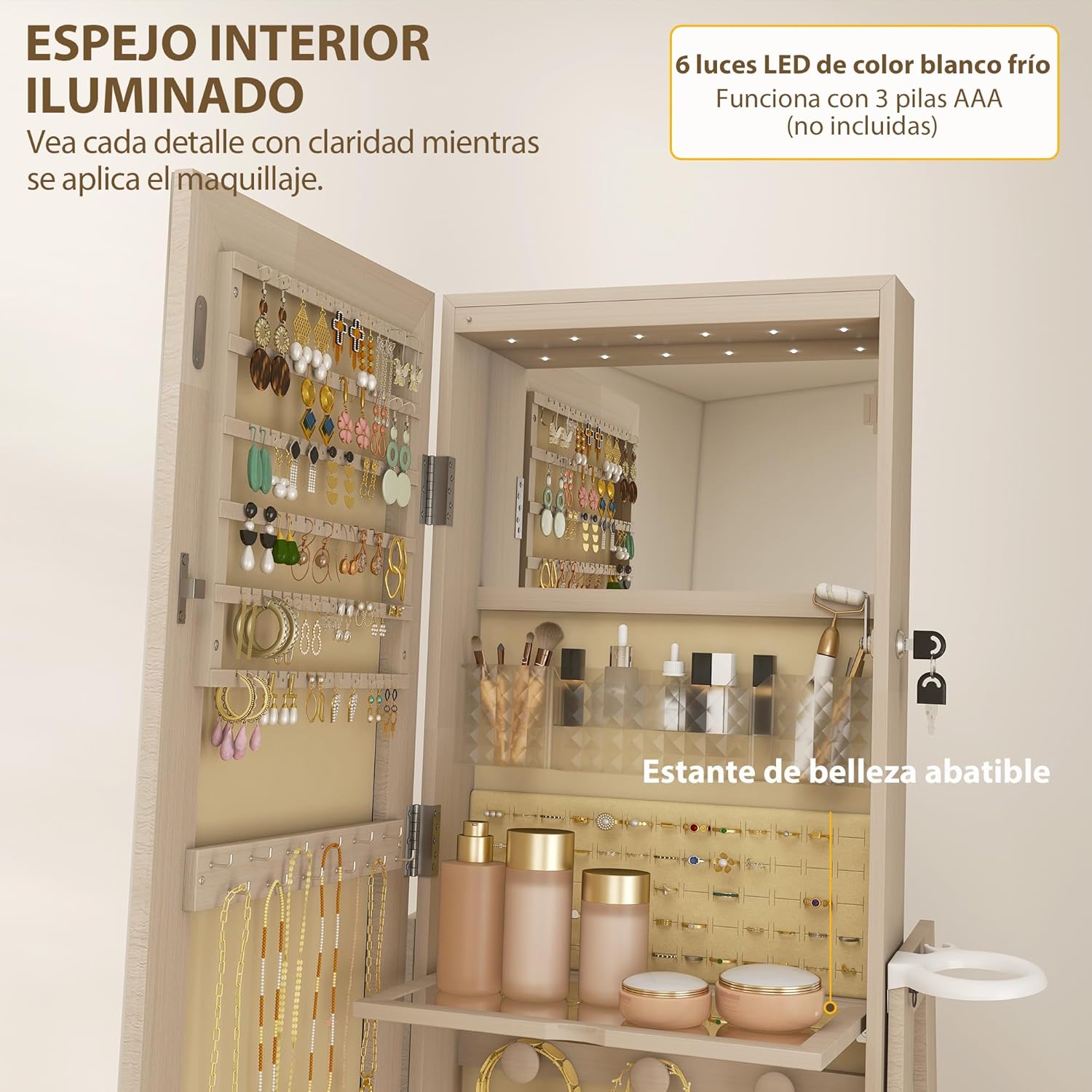 Thumbnail 3 de HOMCOM espejo joyero LED 37x140 cm