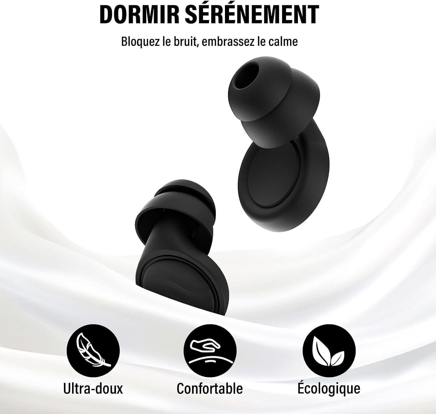 Detalle de Boule quies – Bouchon d’oreille réutilisable antibruit avec 7 embouts en silicone