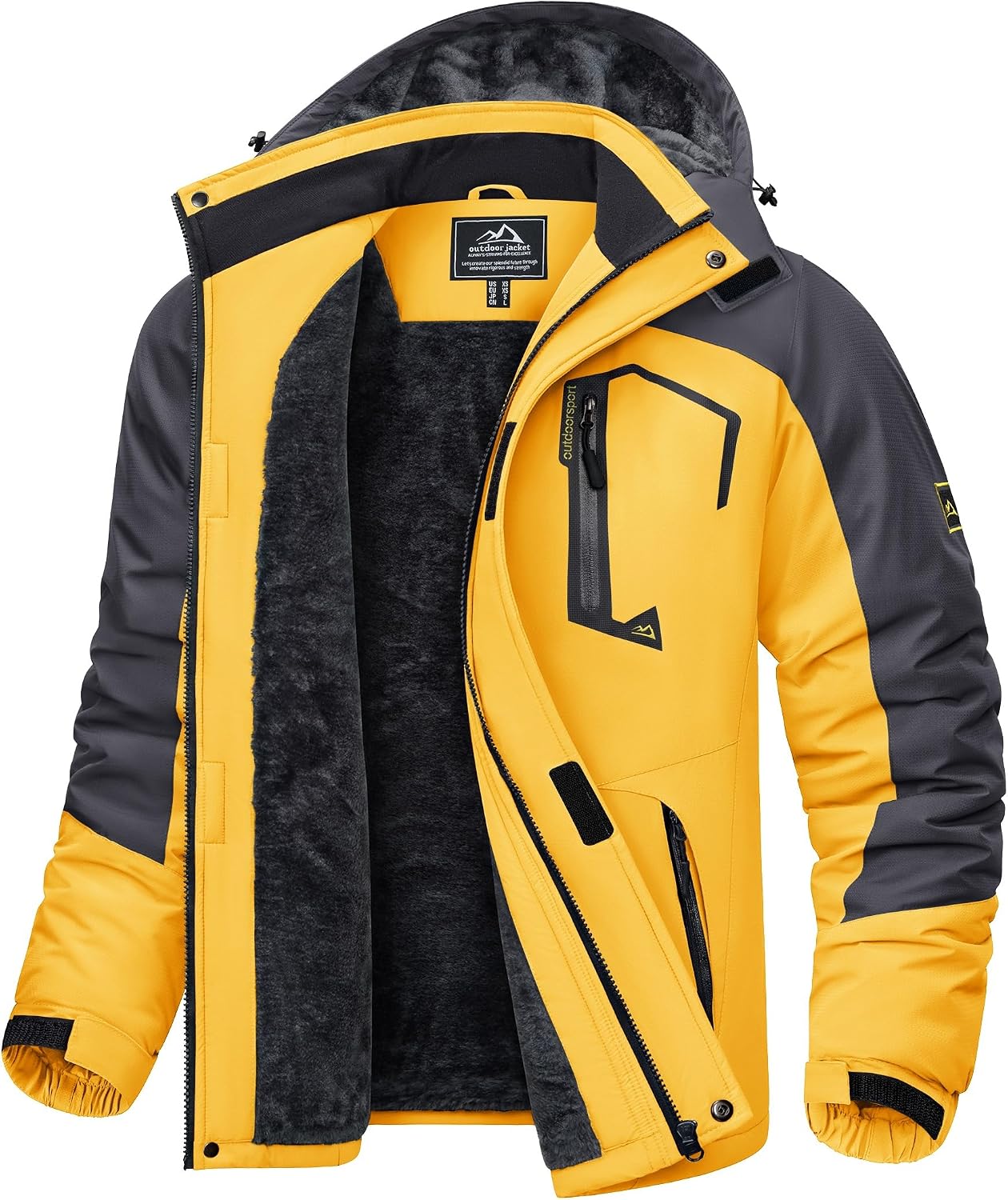Detalle de KEFITEVD Chaqueta impermeable Hombre con capucha desmontable