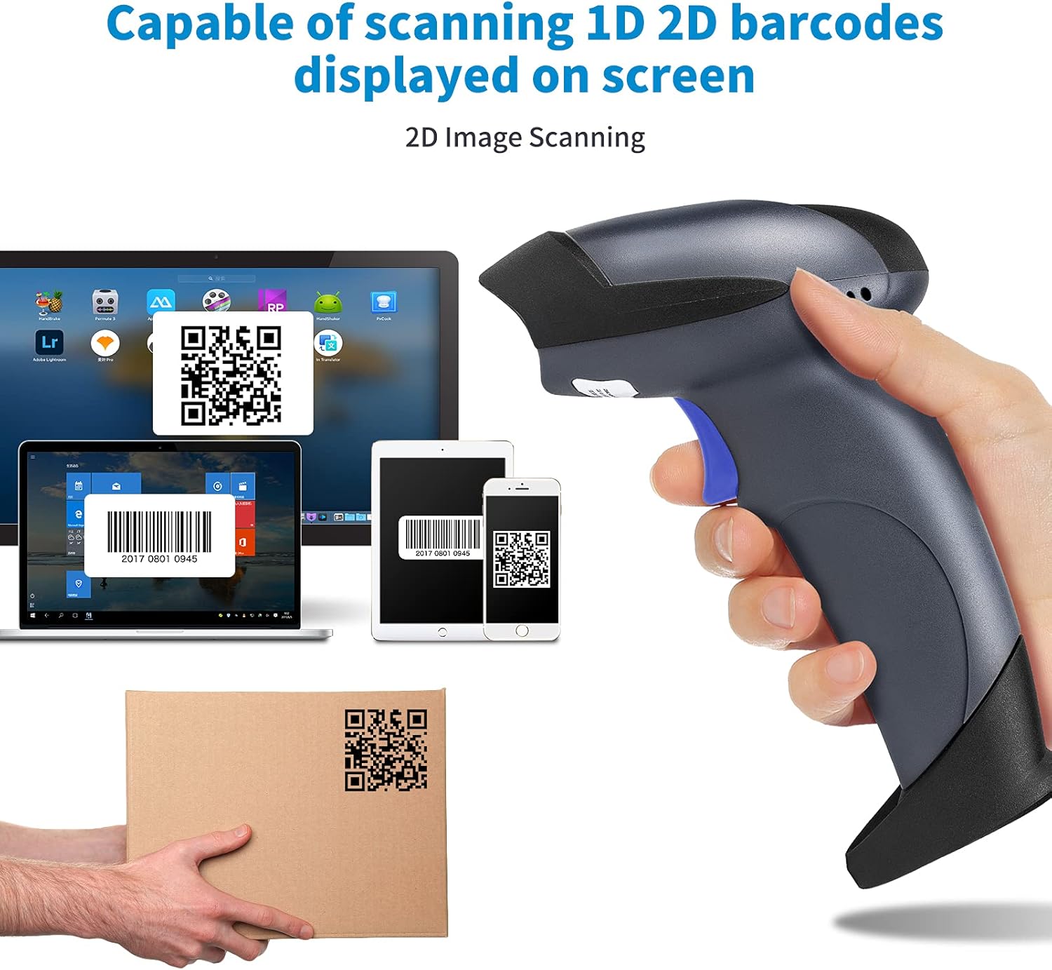 Thumbnail 3 de NETUM M8 3-in-1 Wireless 2D QR Barcode Scanner with Stand (Bluetooth, 2.4GHz & USB)