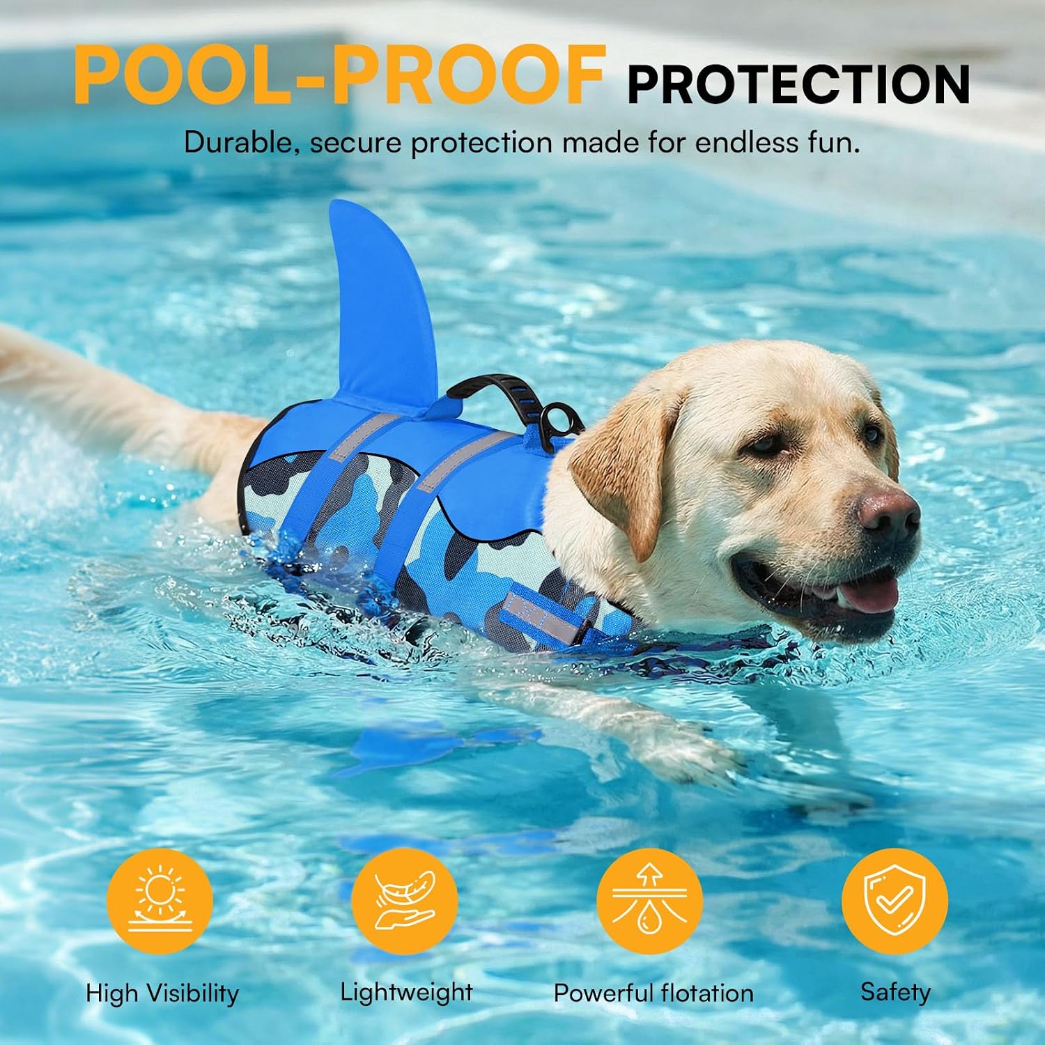 Thumbnail 6 de Queenmore Dog Life Jacket (BlueCamo, M) – High Buoyancy Swimming Vest for Dogs