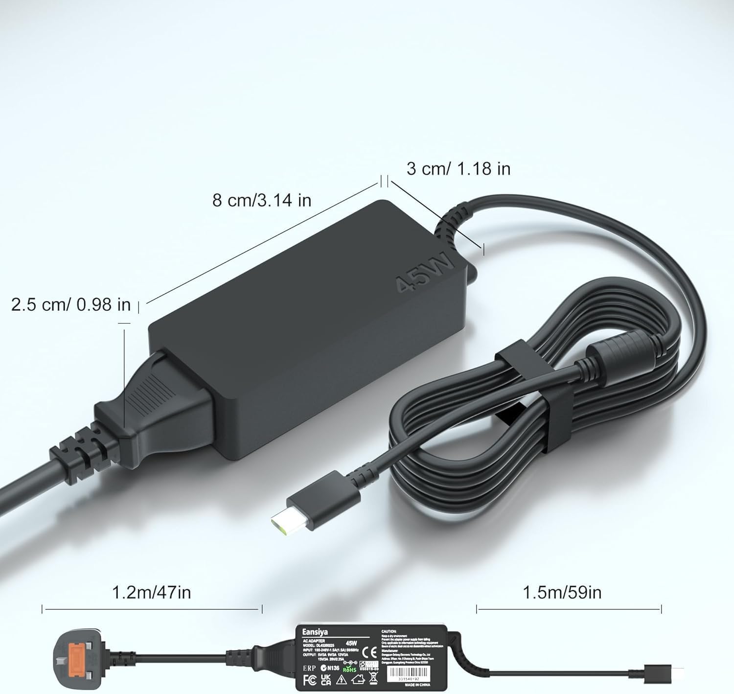 Thumbnail 1 de 45W USB-C Laptop Charger: versatile power for Chromebook to Dell and beyond