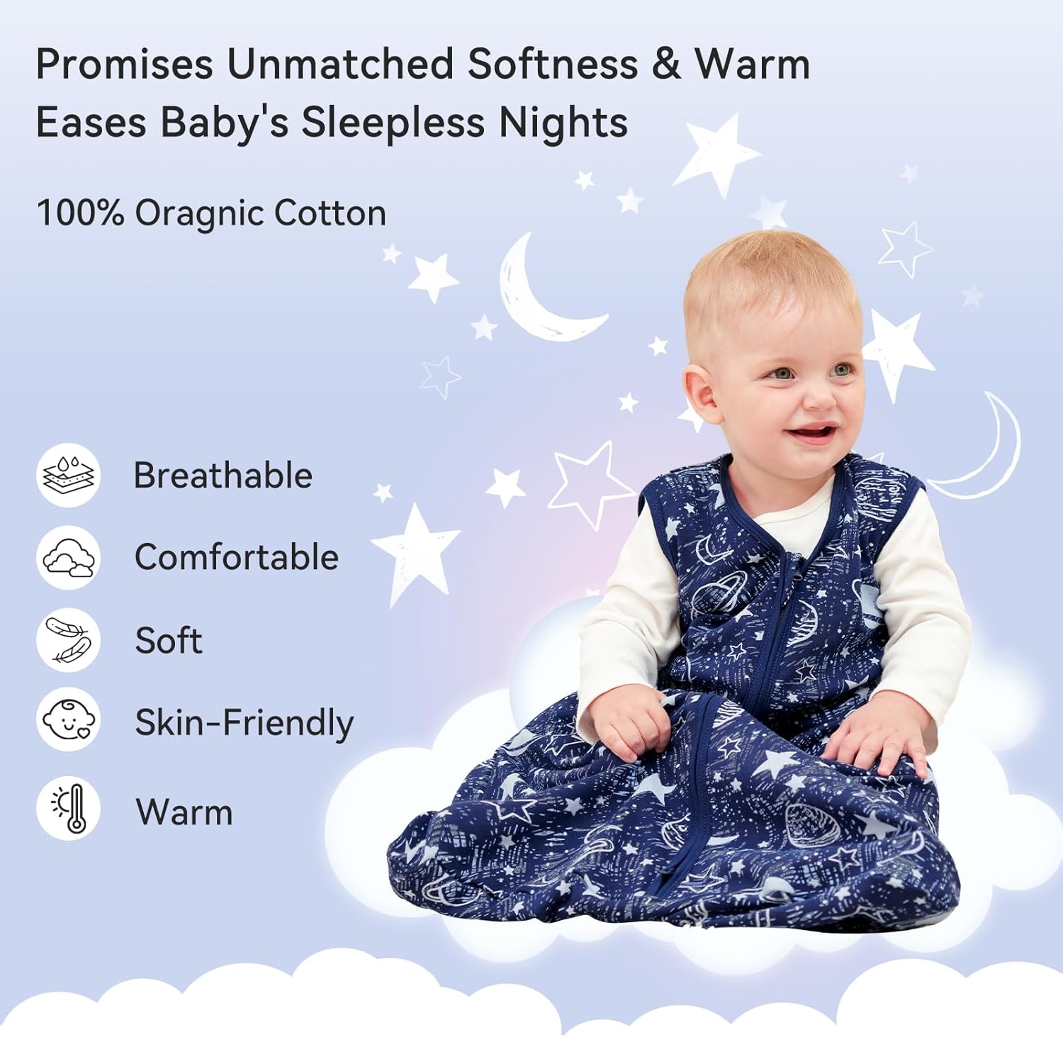 Thumbnail 1 de Unnivoll Baby Sleeping Bag 0.5 Tog 6-12 Months: Summer Sleep Sack in 100% Cotton