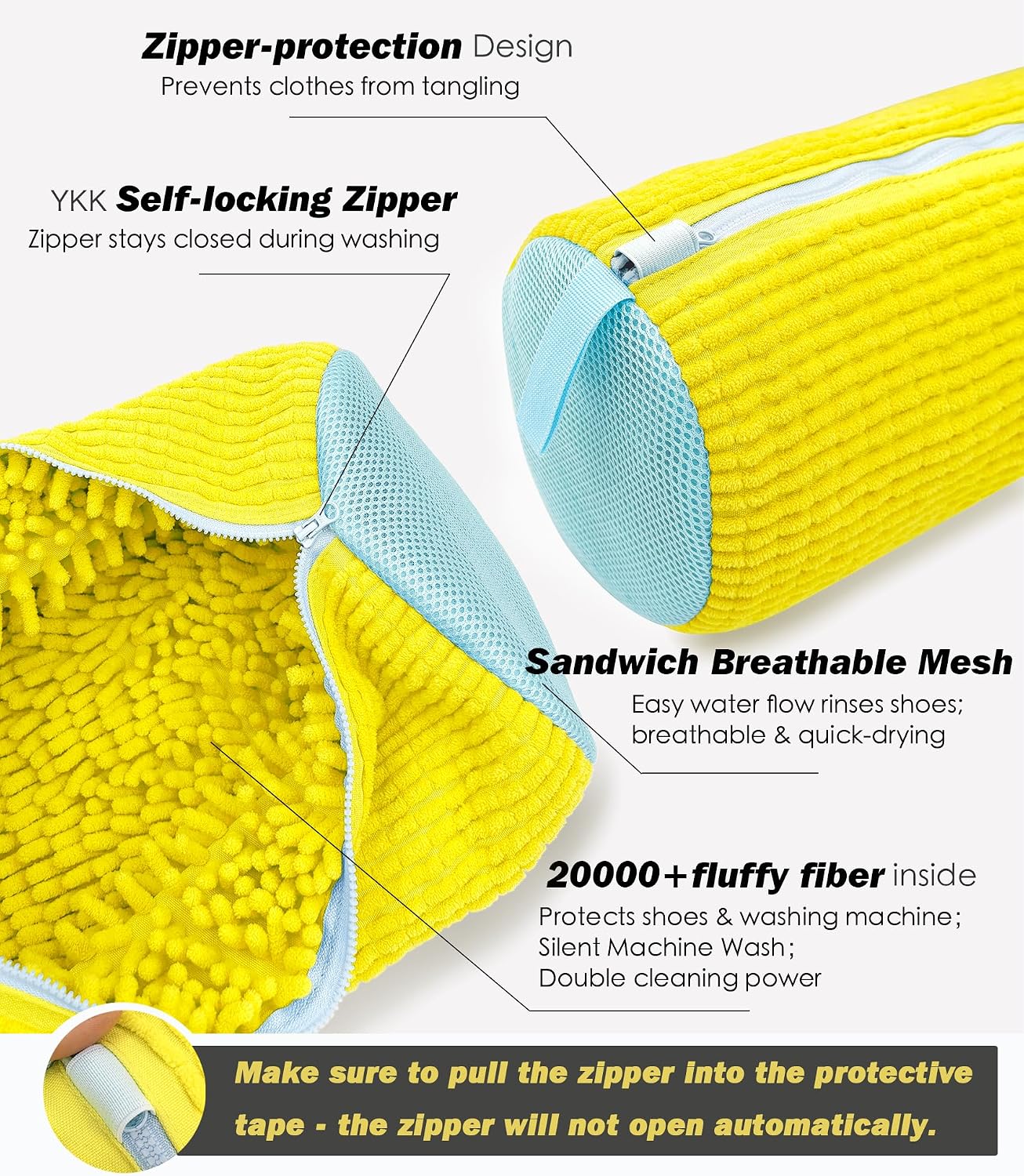 Thumbnail 2 de Shoe Washing Machine Bag (Pro Yellow, 1 Pack) – Reusable, Self-Locking Zipper, Microfiber Interior