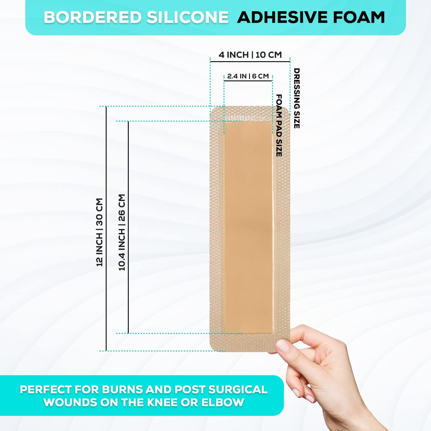 Detalle de MedVance V3010412 Silicone Foam Dressing, 4" x 12", 10-Pack