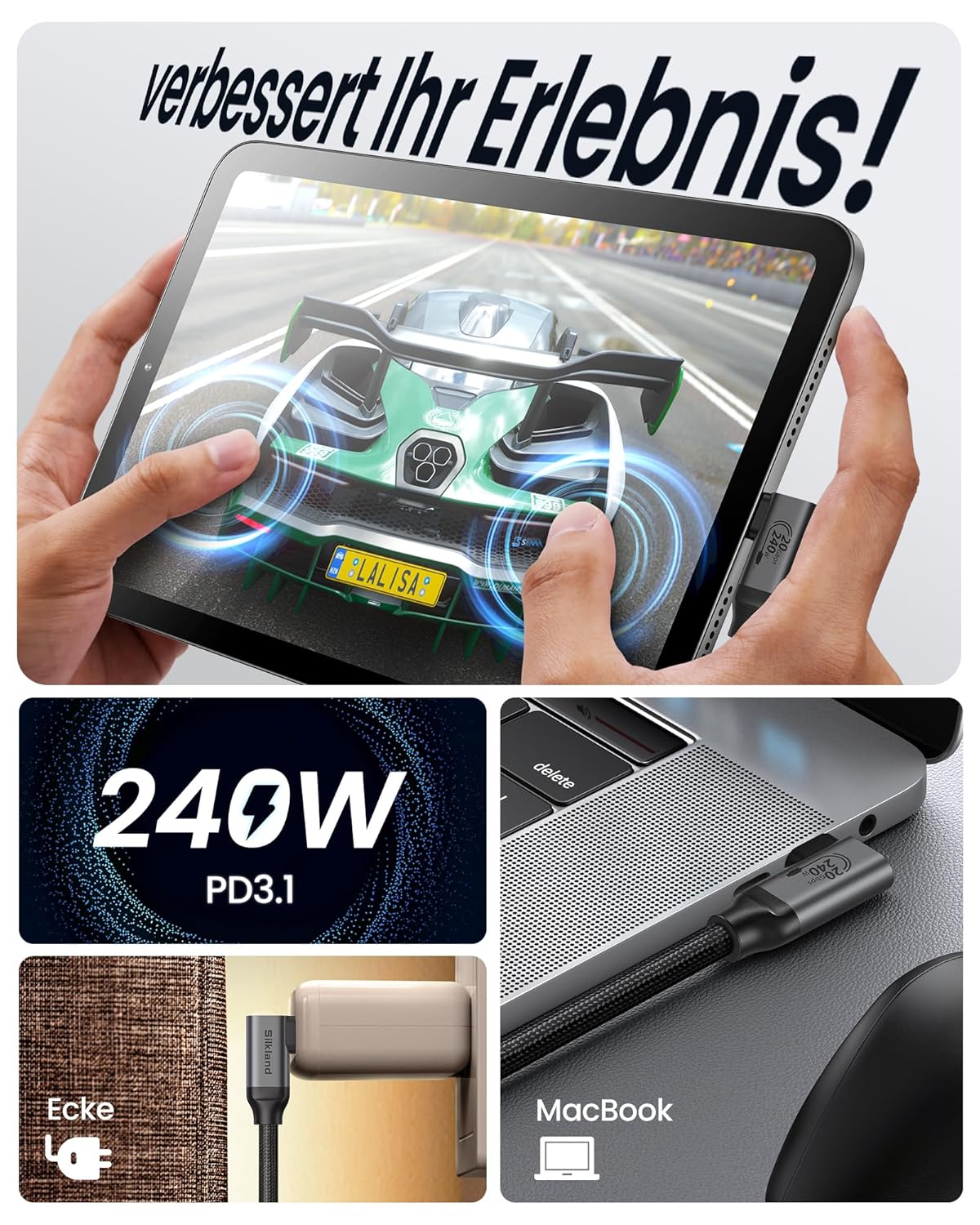 Thumbnail 3 de Silkland USB C 3.2 Datenkabel 1 m 20 Gbps