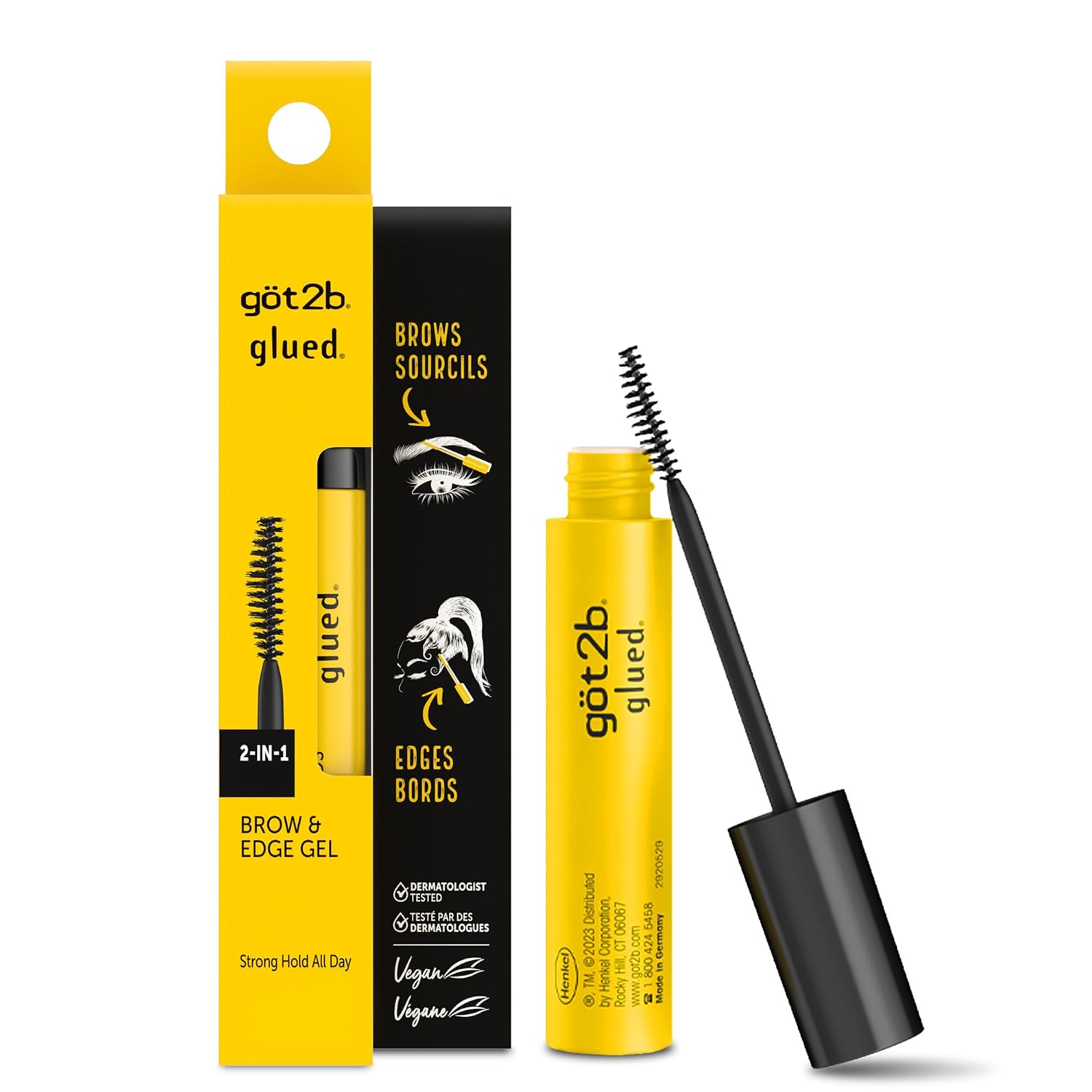 got2b Glued 2-in-1 Brow Gel & Edge Control (0.54 Fl Oz) – Clear strong-hold gel for brows and flyaways