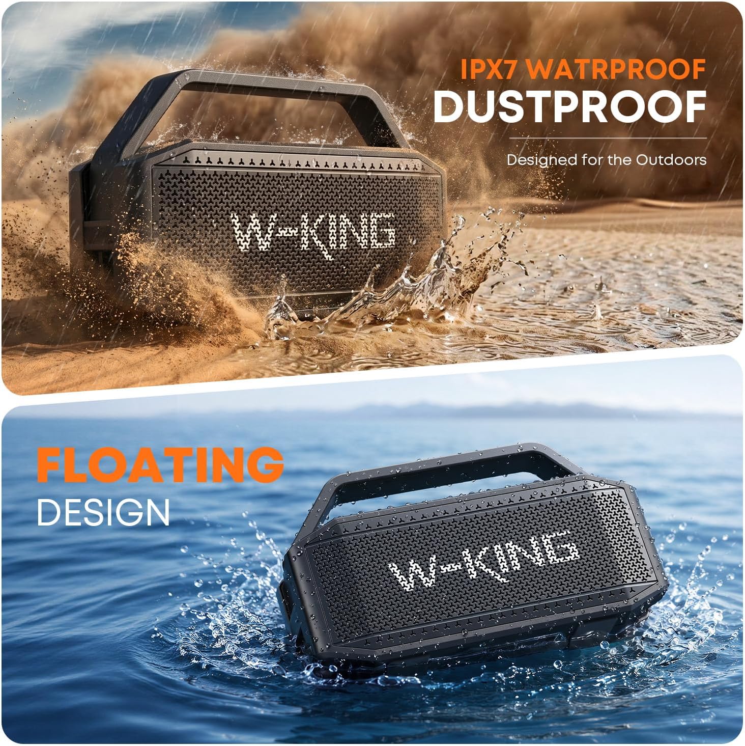 Detalle de W-KING D9-1 Portable Bluetooth Speaker, IPX7 Waterproof, 100W Peak