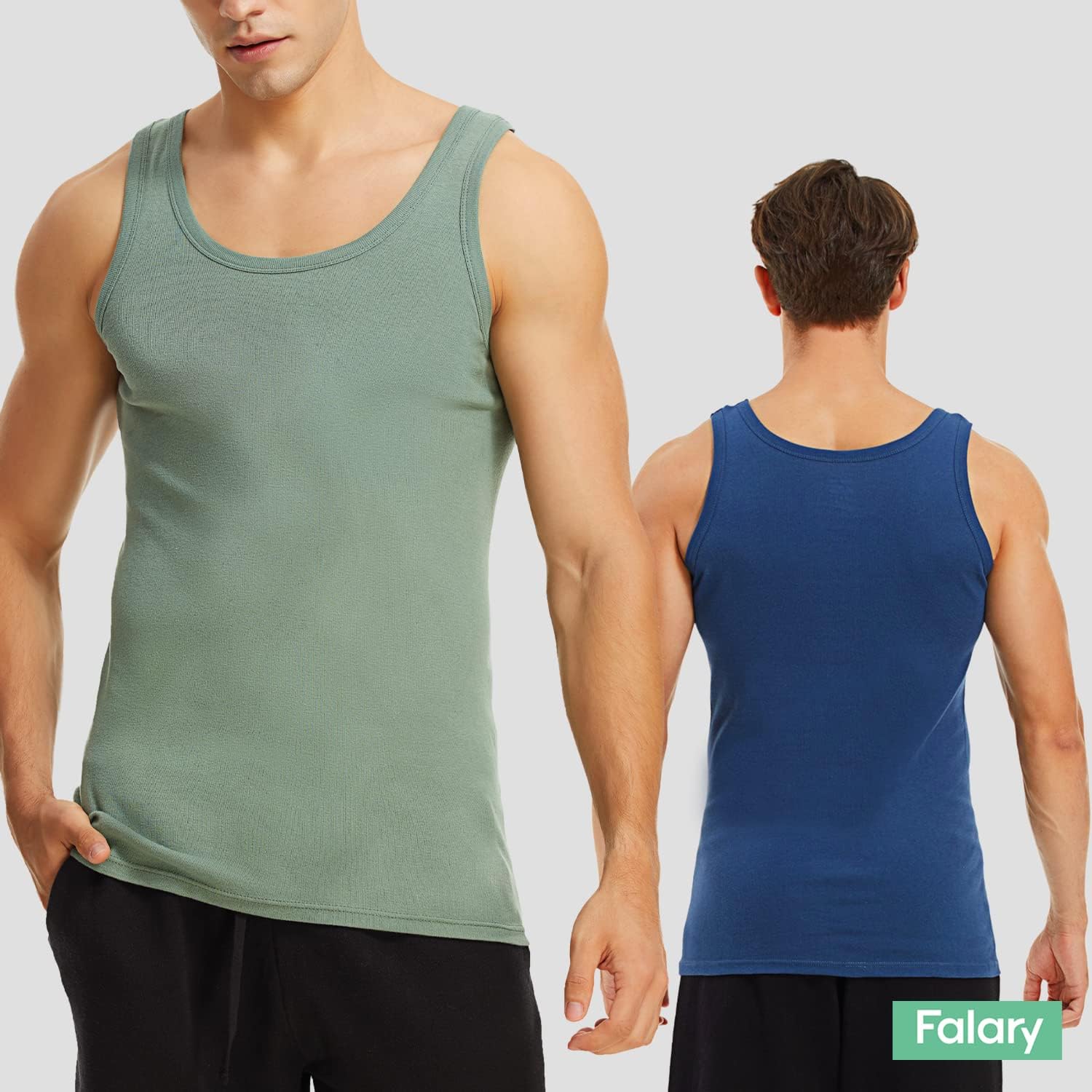 Detalle de FALARY Unterhemd Herren 3/5er Pack: Tank Top aus 100% Baumwolle