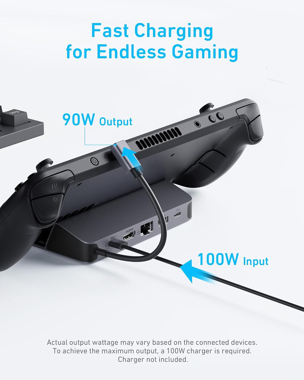 Detalle 2 de Anker A83S1 Steam Deck Dock, 4K@60Hz HDMI, 1Gbps Ethernet, 100W PD-IN