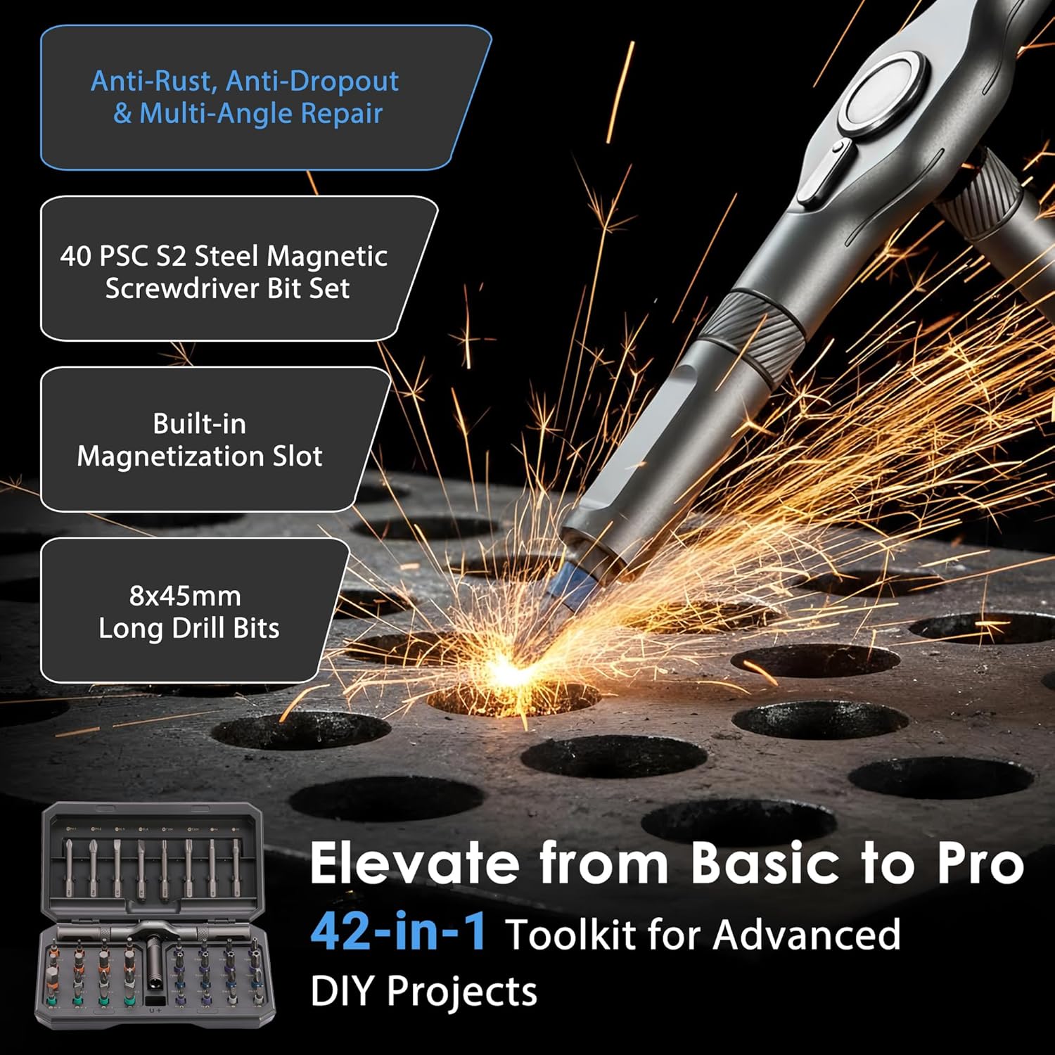 Detalle de Asnish Rs34-1mb 42-in-1 Magnetic Precision Screwdriver Set