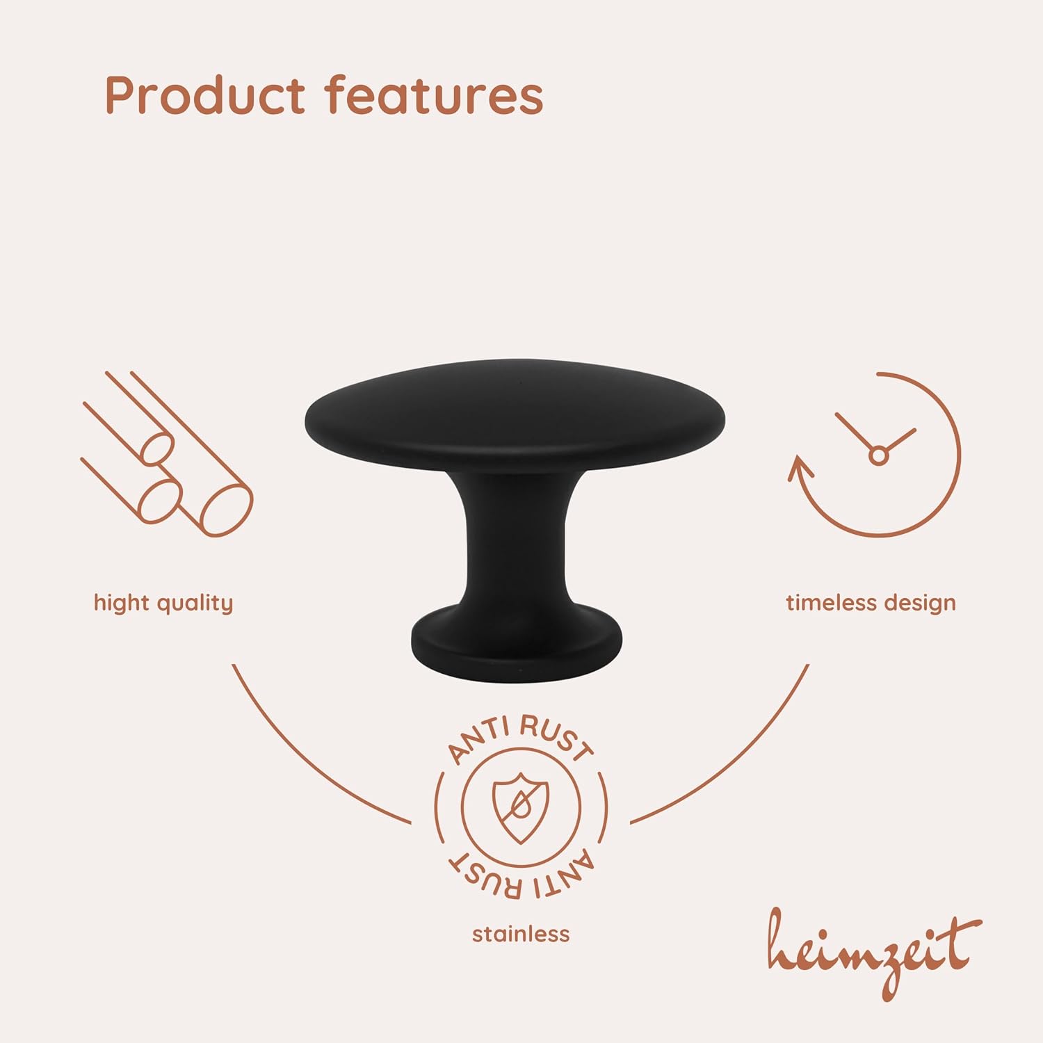 Thumbnail 2 de heimzeit Scandi Cabinet Knobs, 8-Piece Matte Black Zinc Alloy Set