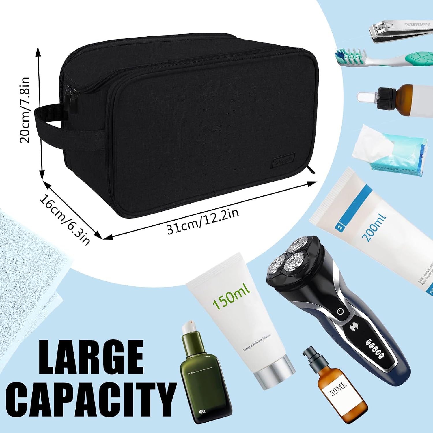 Detalle 2 de Gloppie Water-Resistant Toiletry Bag 12.2in
