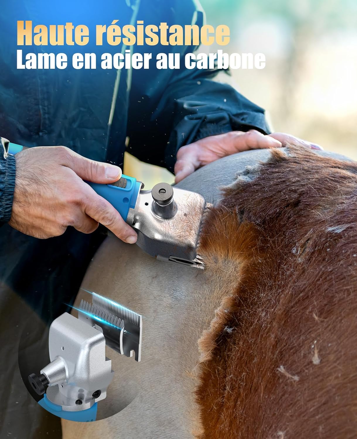 Detalle 2 de Oneisall Tondeuse Cheval Sans Fil à 2 Batteries – Puissante, Ergonomique et Sans Câble