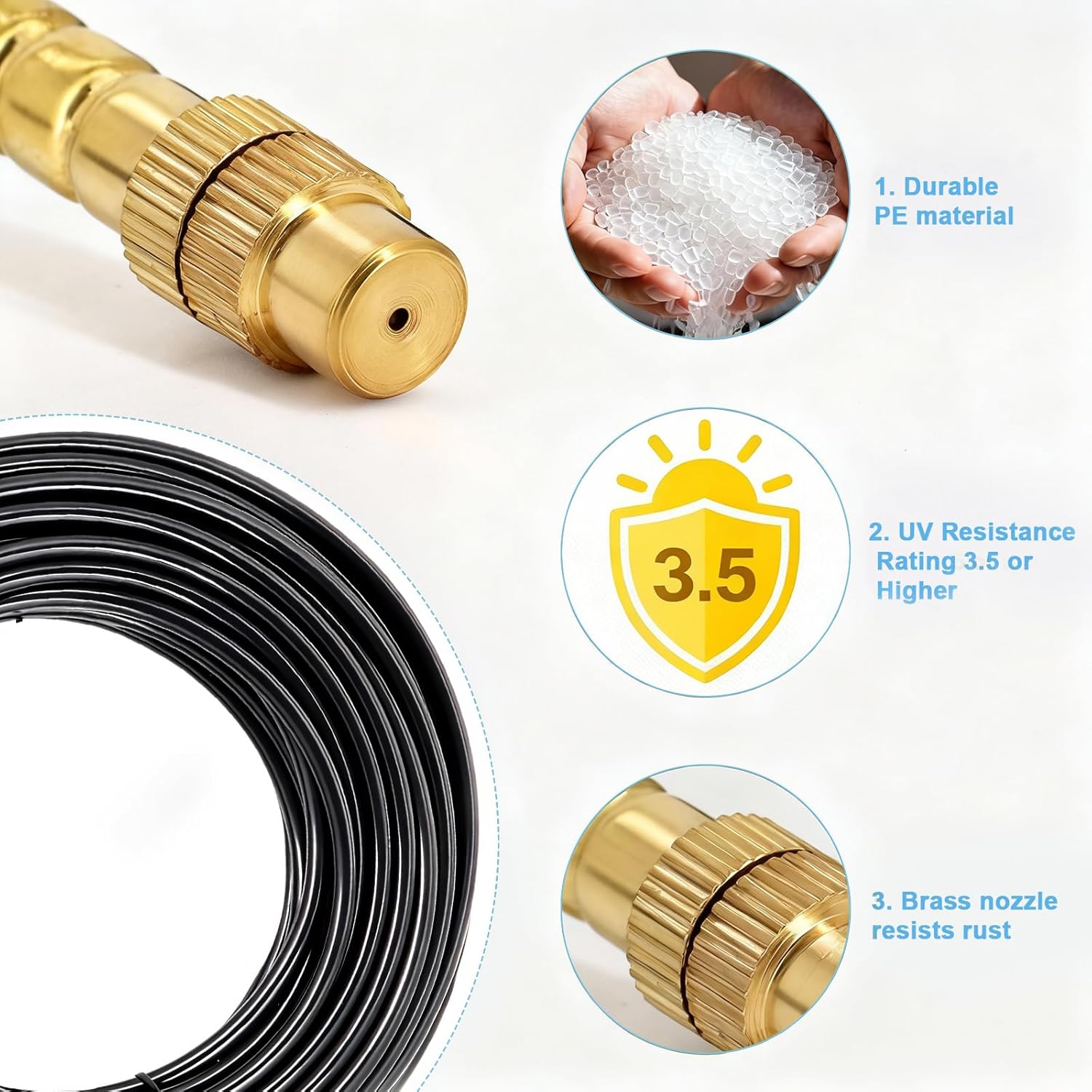 Detalle de Thiswing T-WX-60m-1/4 200 ft Drip Irrigation Kit with 36 Adjustable Nozzles
